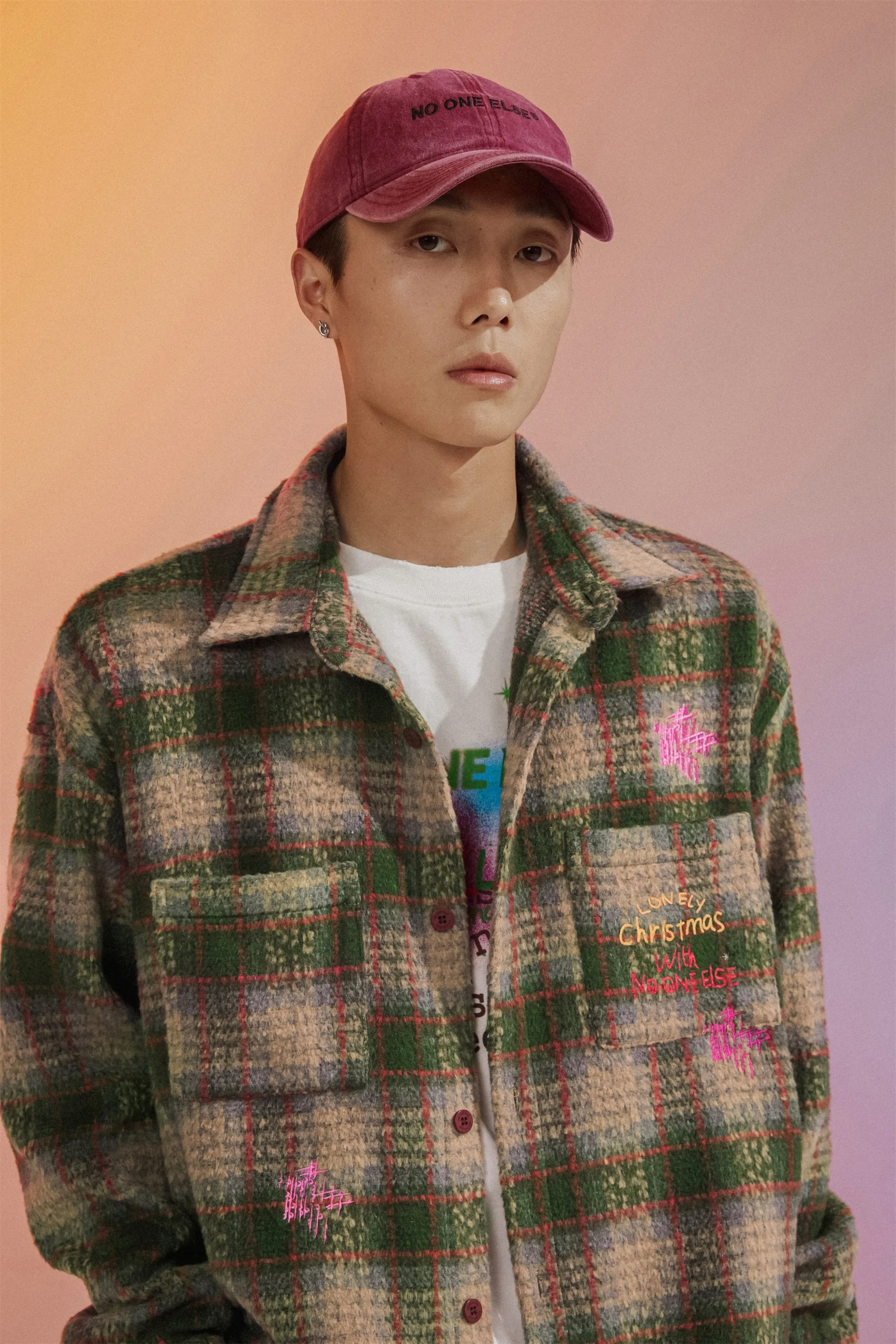 Check Wide Embroidered Shirt