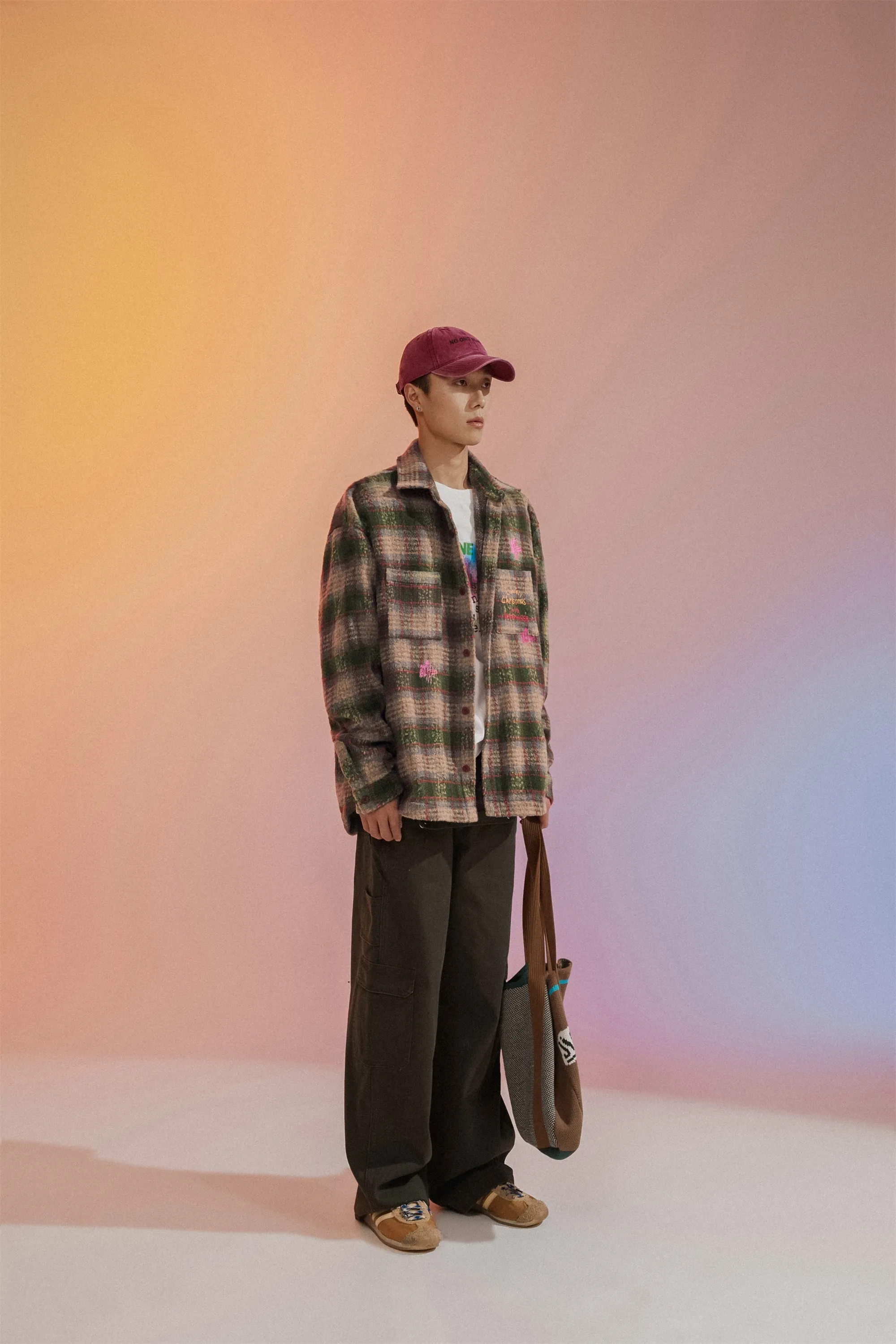 Check Wide Embroidered Shirt