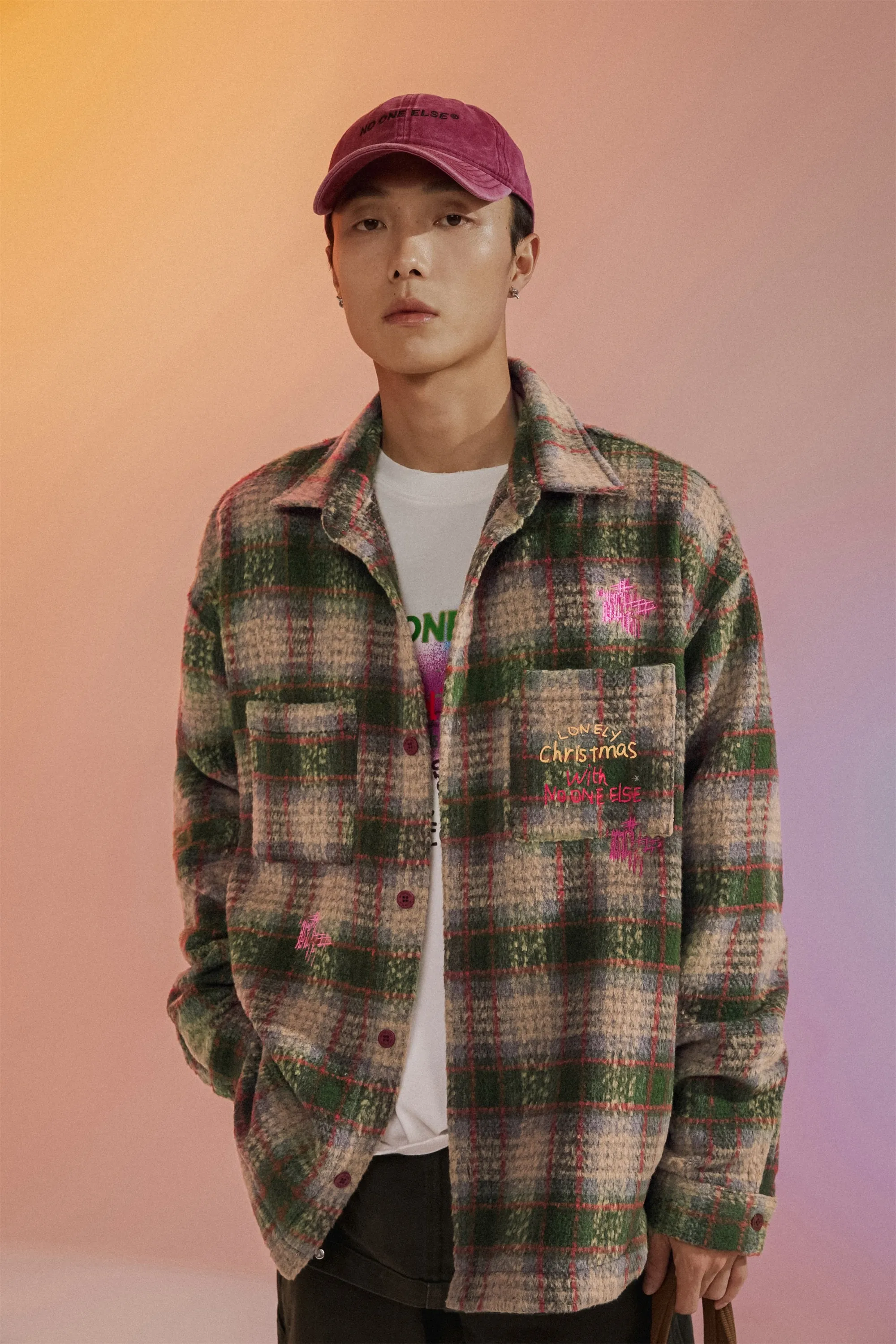 Check Wide Embroidered Shirt