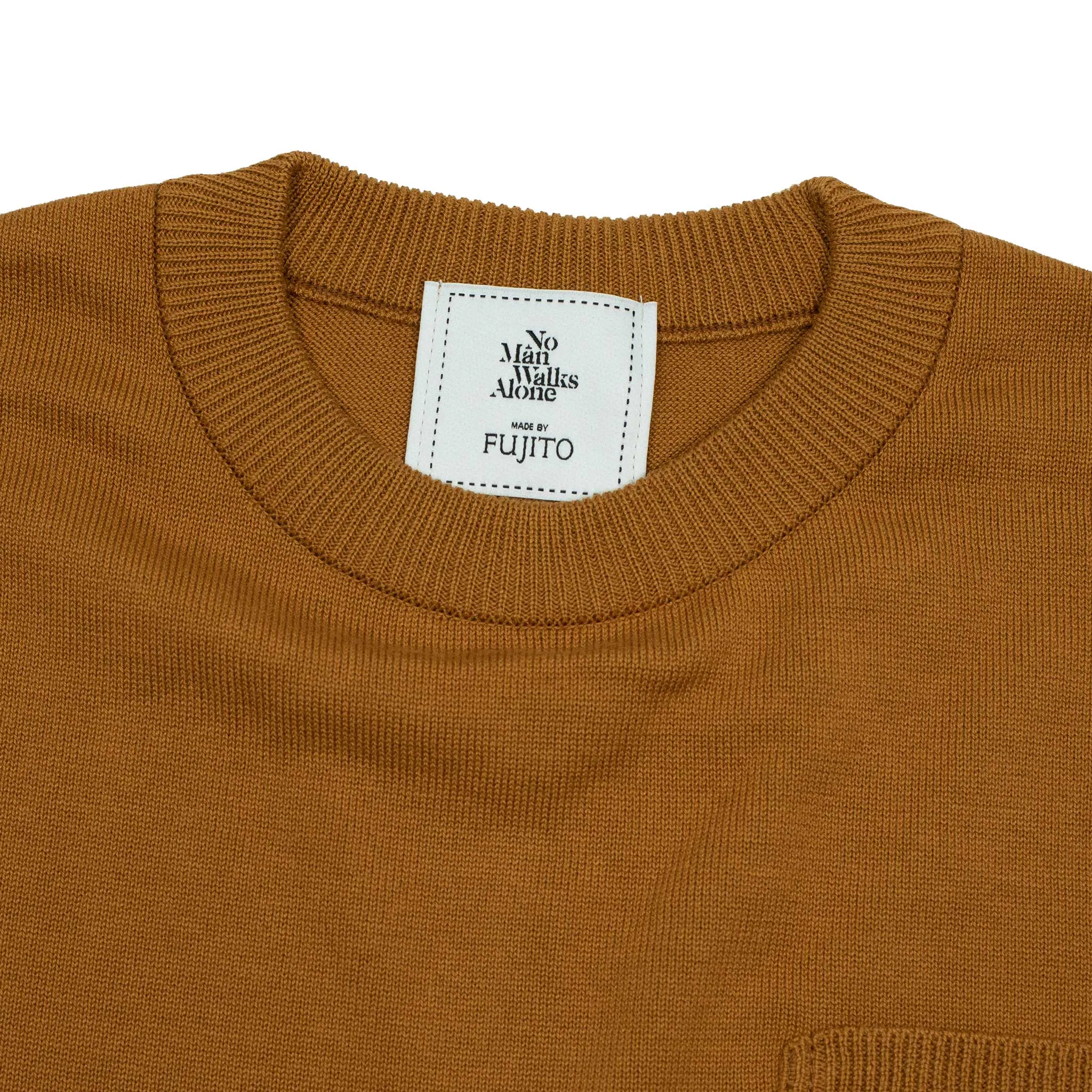 Collab exclusive short sleeve pocket knit t-shirt in caramel brown