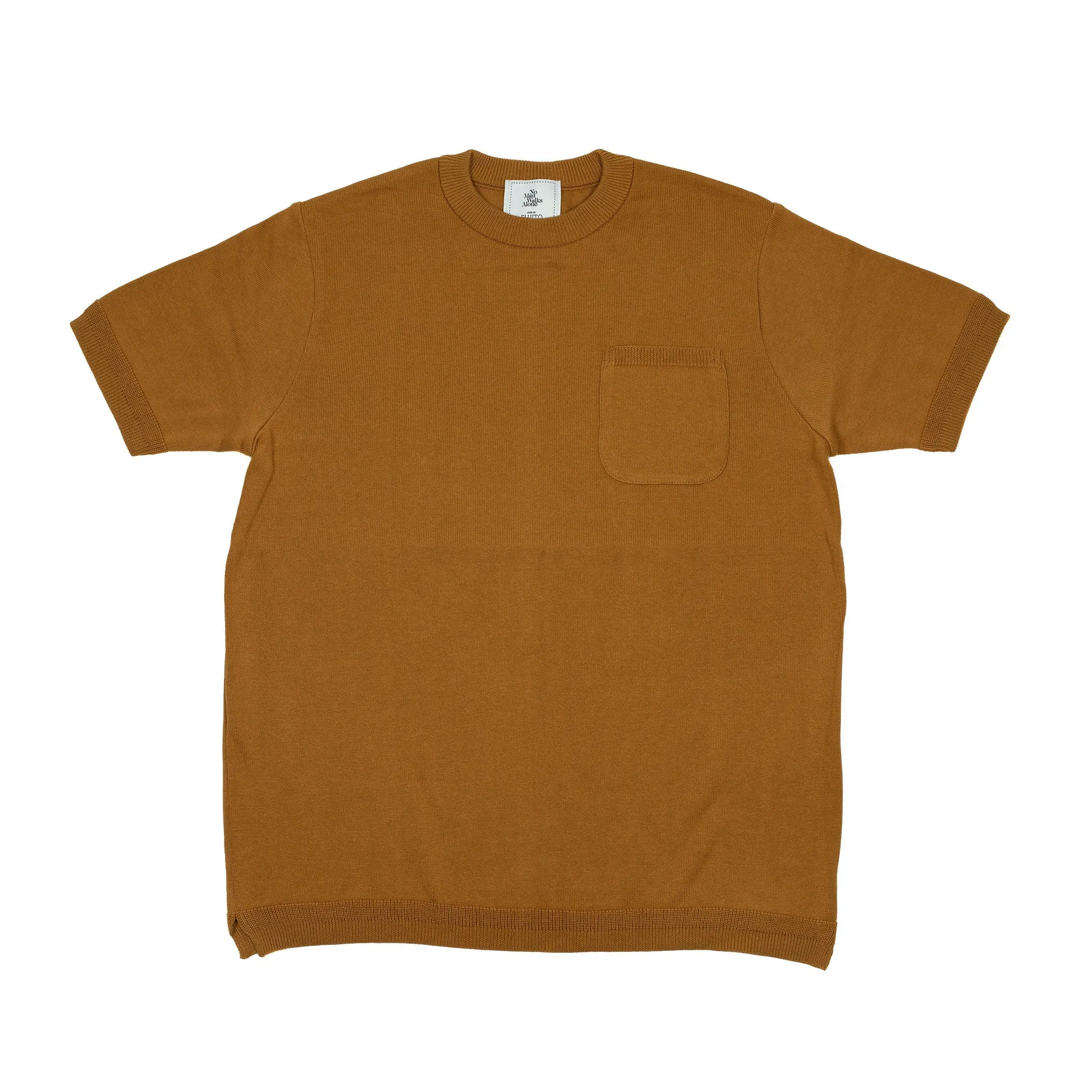 Collab exclusive short sleeve pocket knit t-shirt in caramel brown