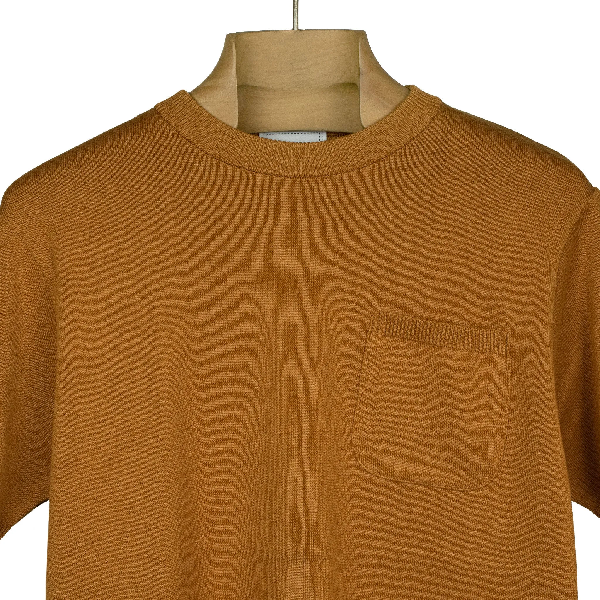 Collab exclusive short sleeve pocket knit t-shirt in caramel brown