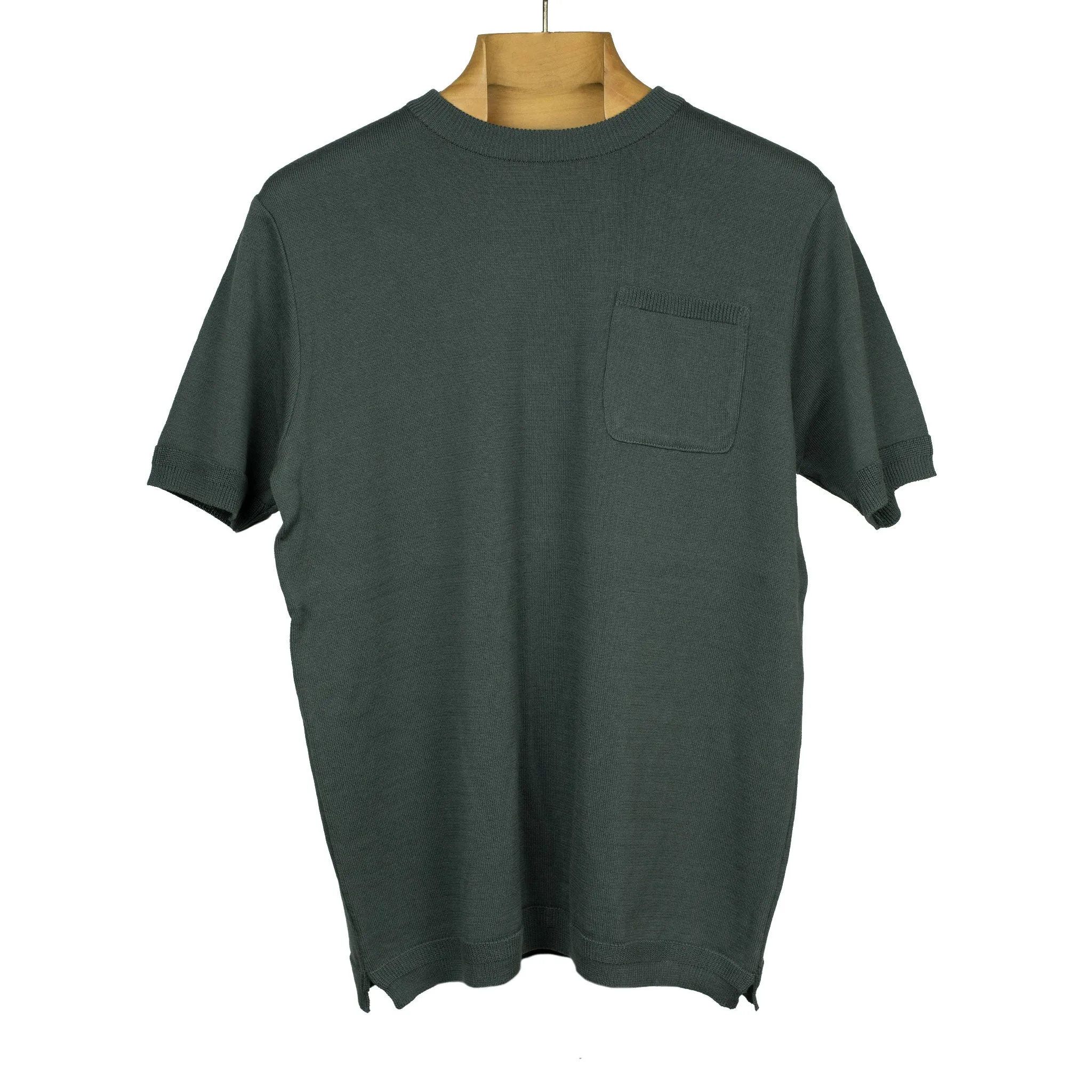 Collab exclusive short sleeve pocket knit t-shirt in graphite grey