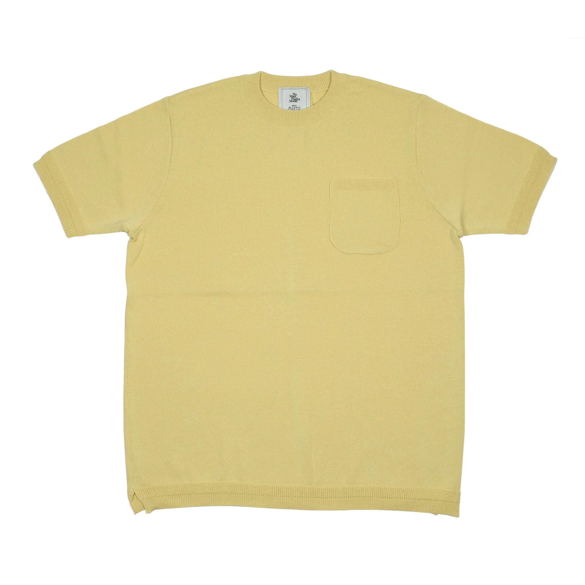 Collab exclusive short sleeve pocket knit t-shirt in lemon cream