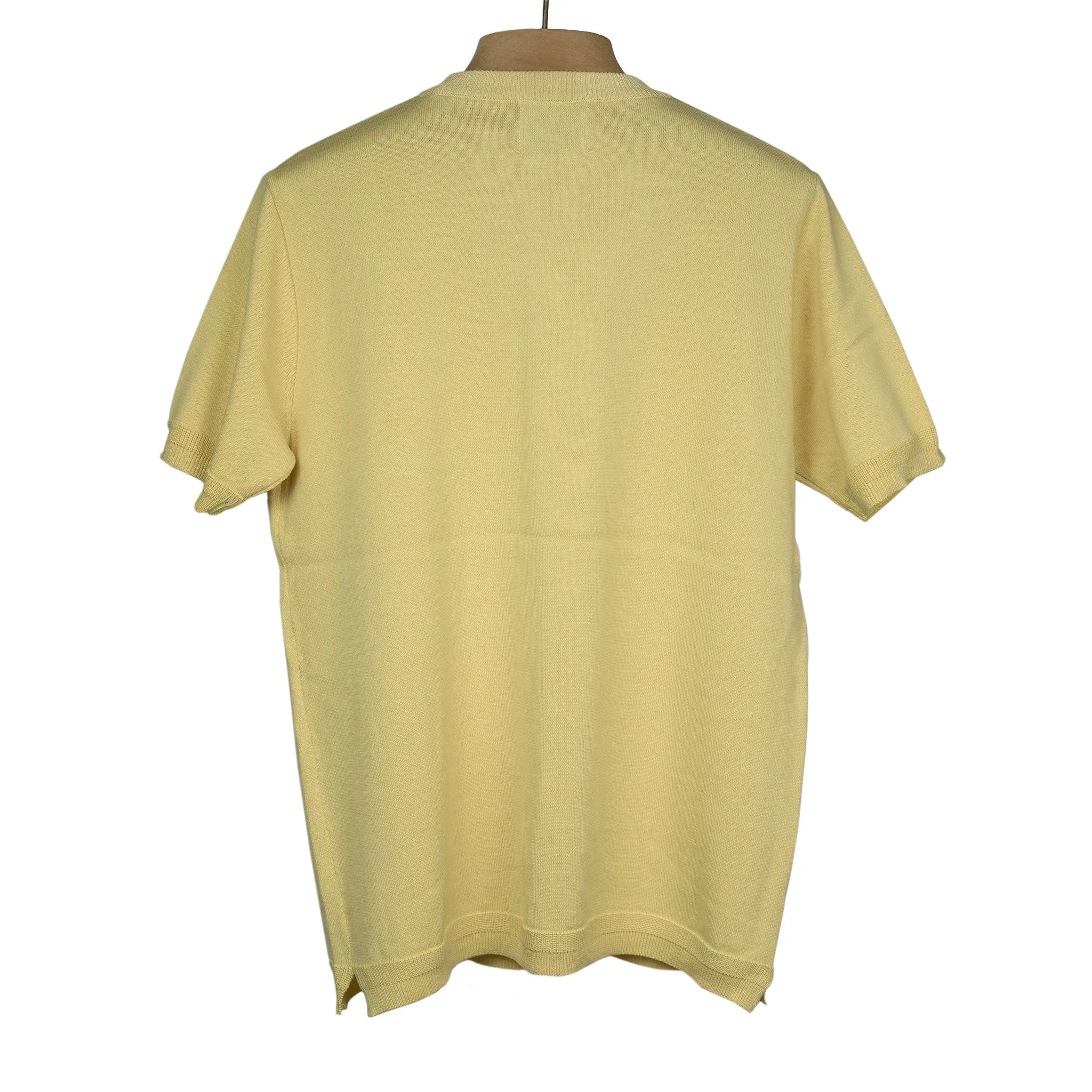 Collab exclusive short sleeve pocket knit t-shirt in lemon cream