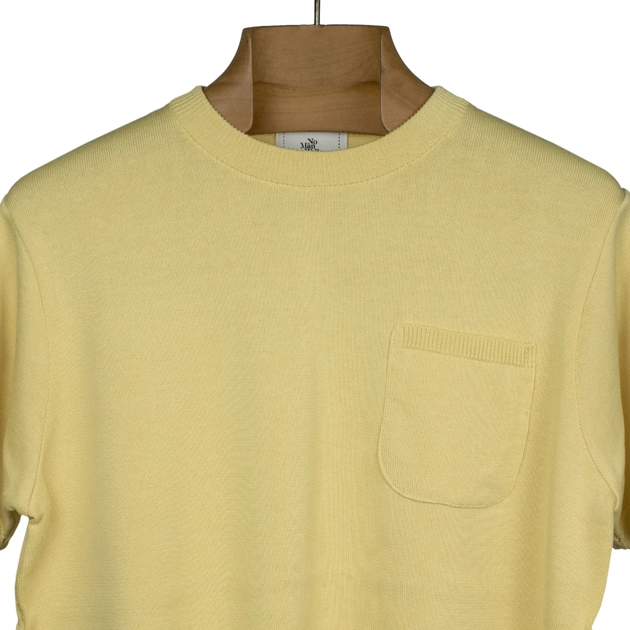 Collab exclusive short sleeve pocket knit t-shirt in lemon cream