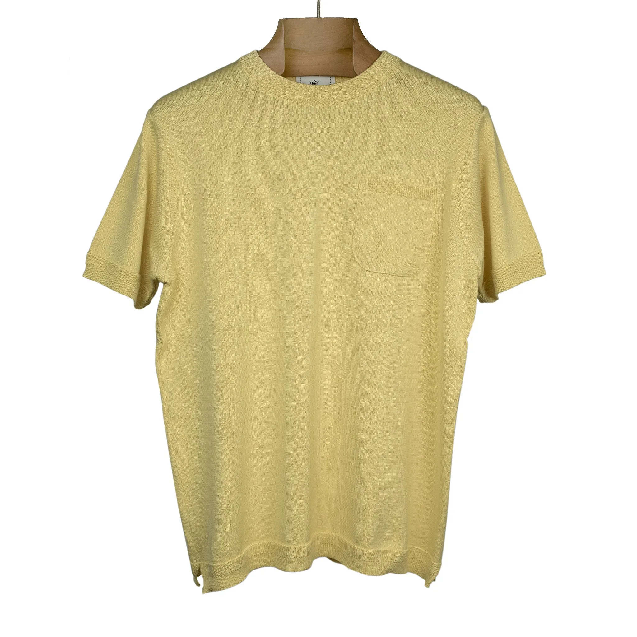 Collab exclusive short sleeve pocket knit t-shirt in lemon cream