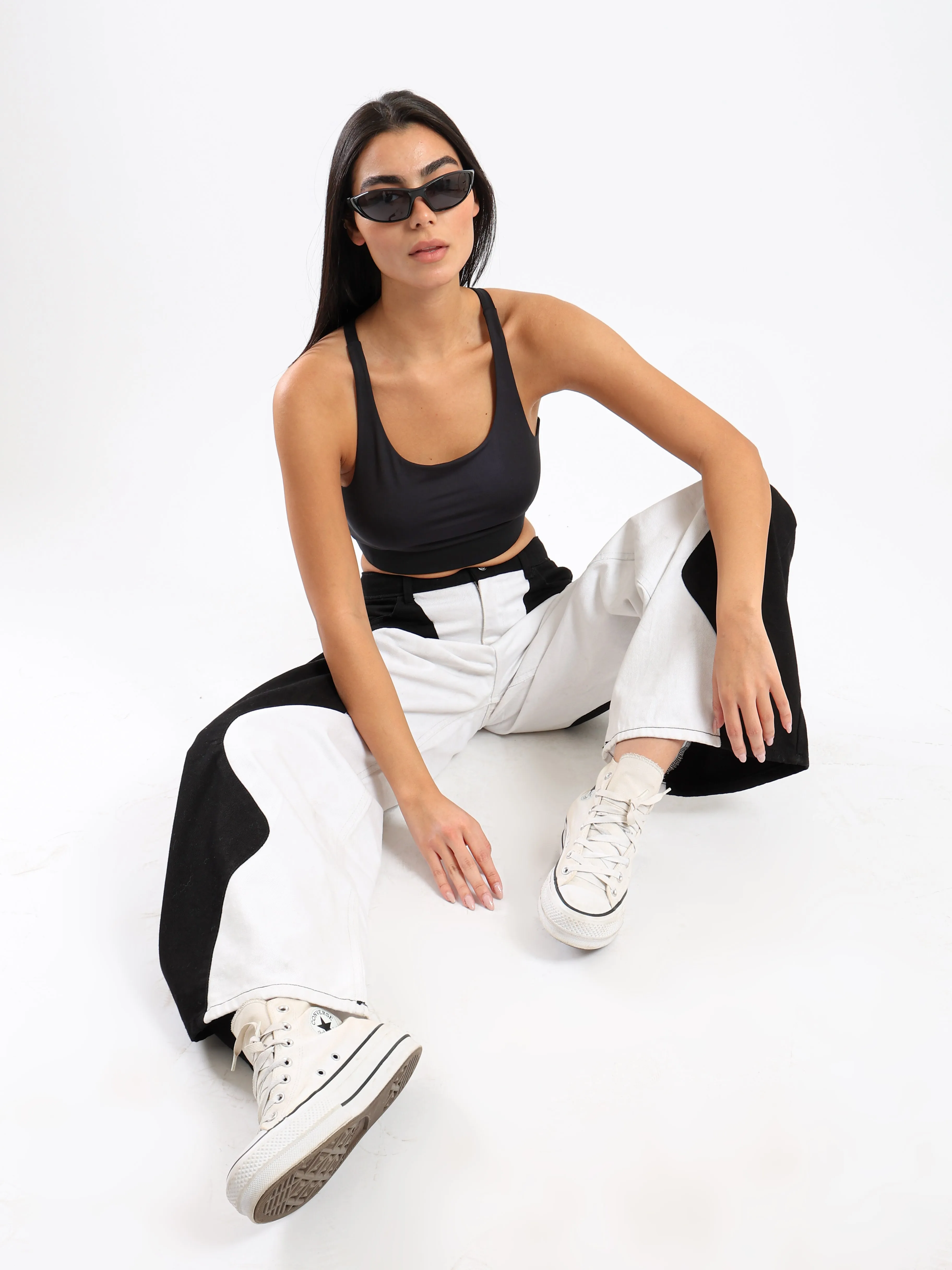 COLOR BLOCK JEANS - BLACK