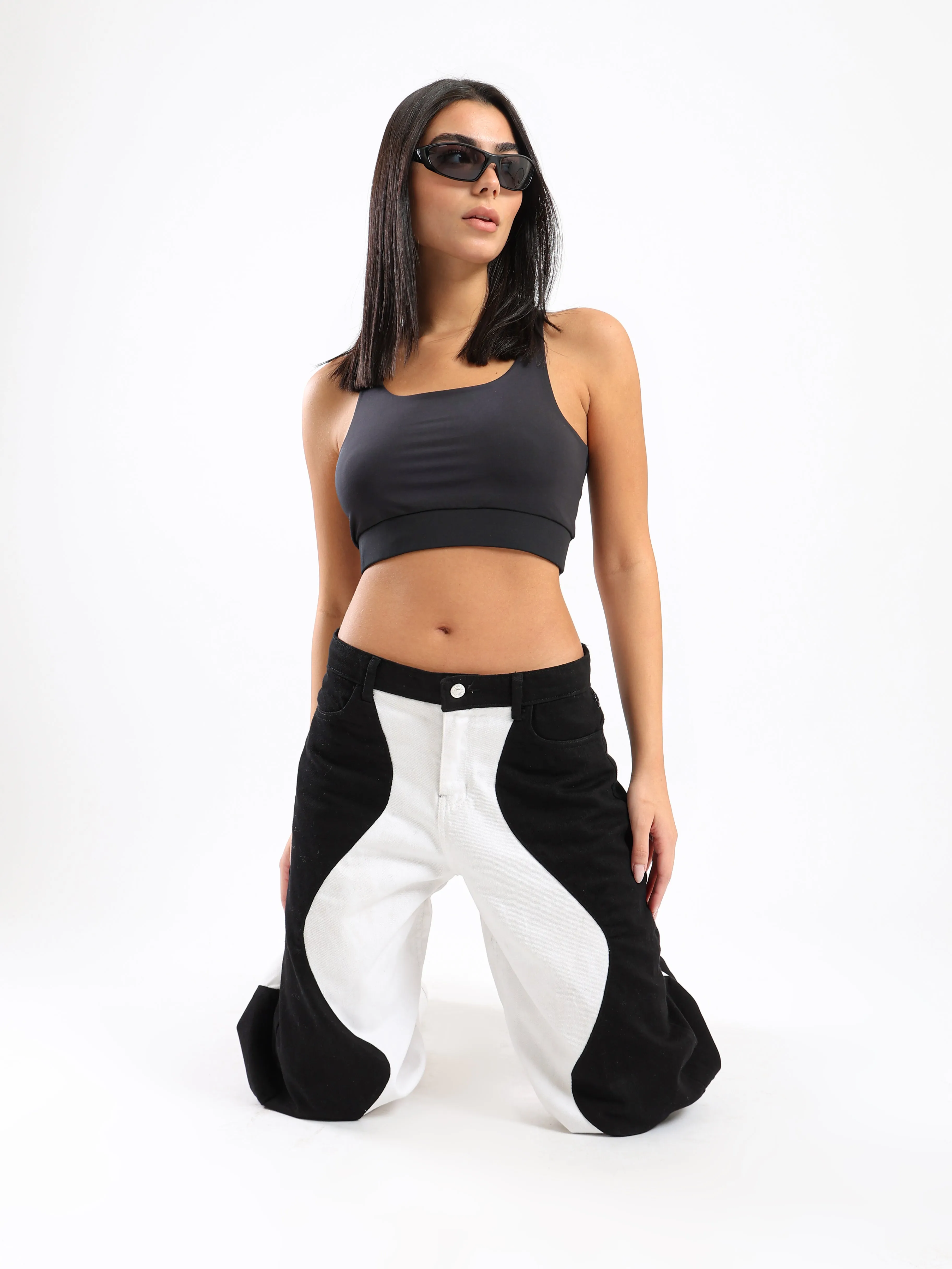 COLOR BLOCK JEANS - BLACK
