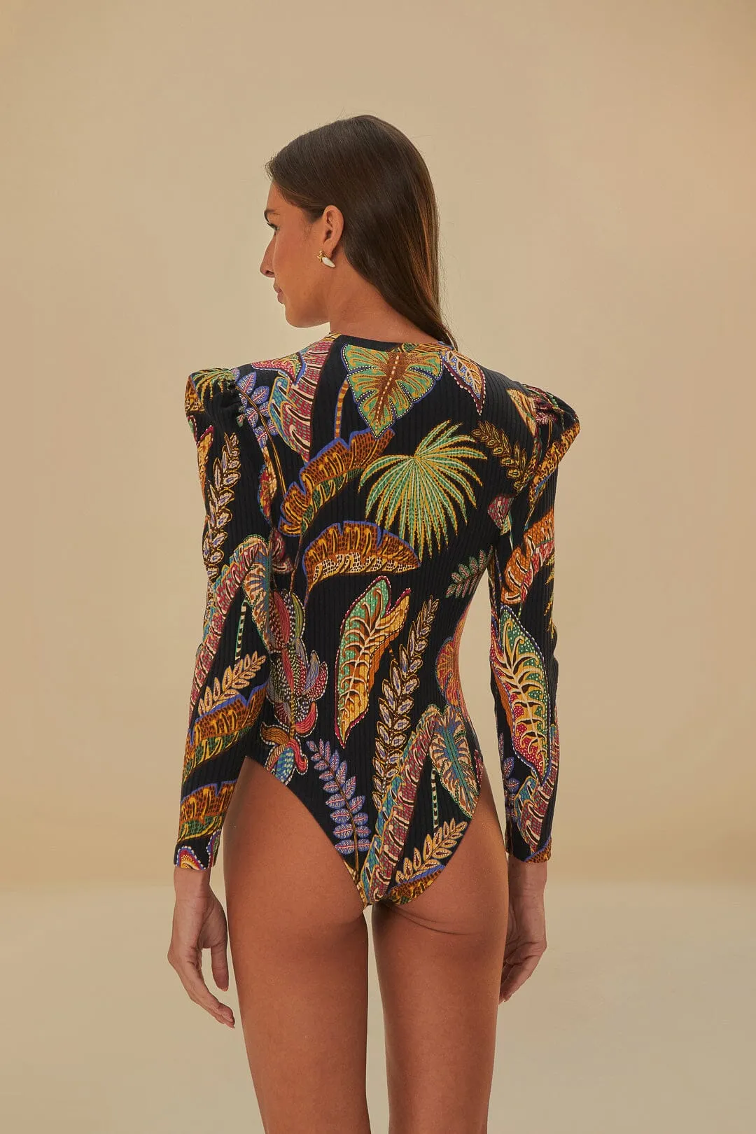 Cool Foliage Black Bodysuit