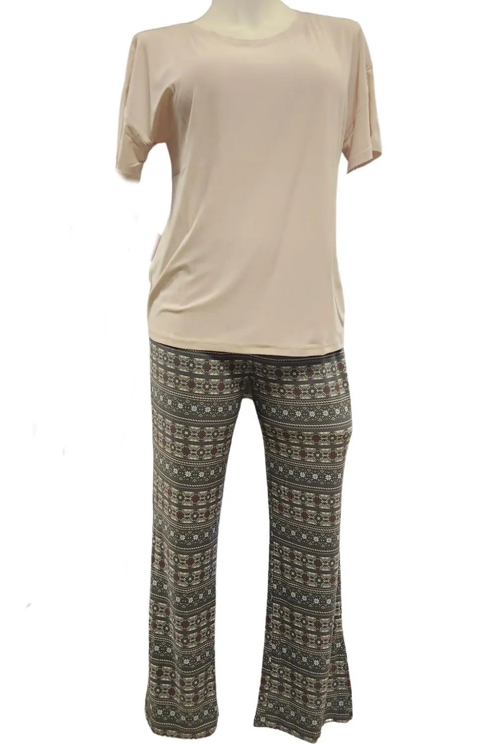Cool Girl Just Being Me Short Sleeve Top, Beige (C124103)