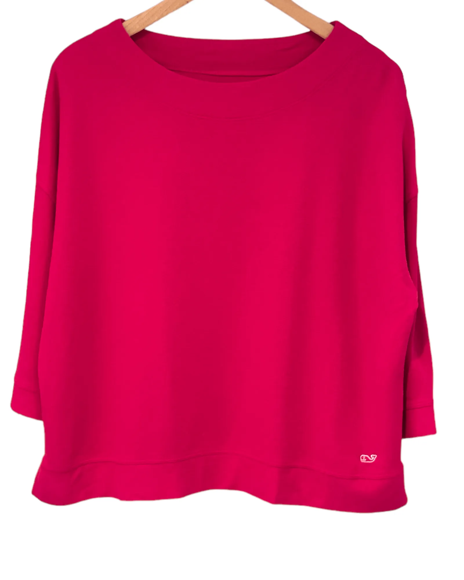 Cool Winter Raspberry Pique Three Quarter Sleeve Top