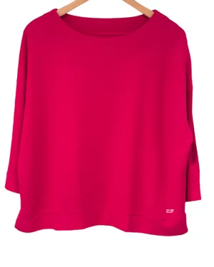 Cool Winter Raspberry Pique Three Quarter Sleeve Top