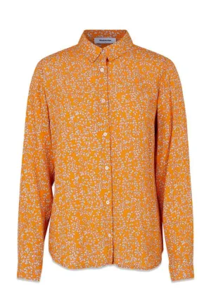 CorinnaMD print shirt - Vibrant Orange Flower Leaf