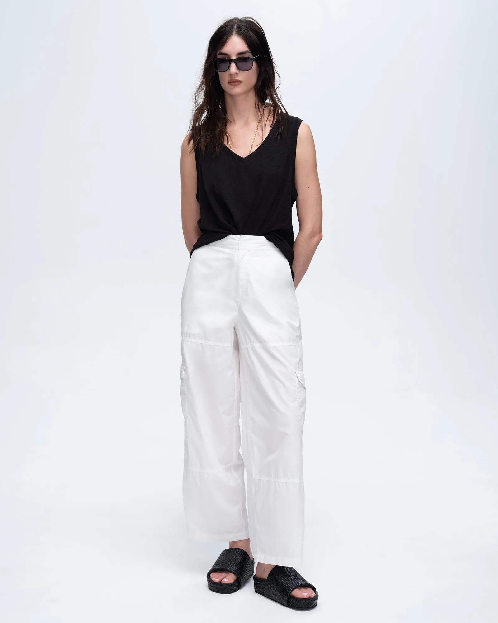 Cotton Poplin Cargo Pants - White