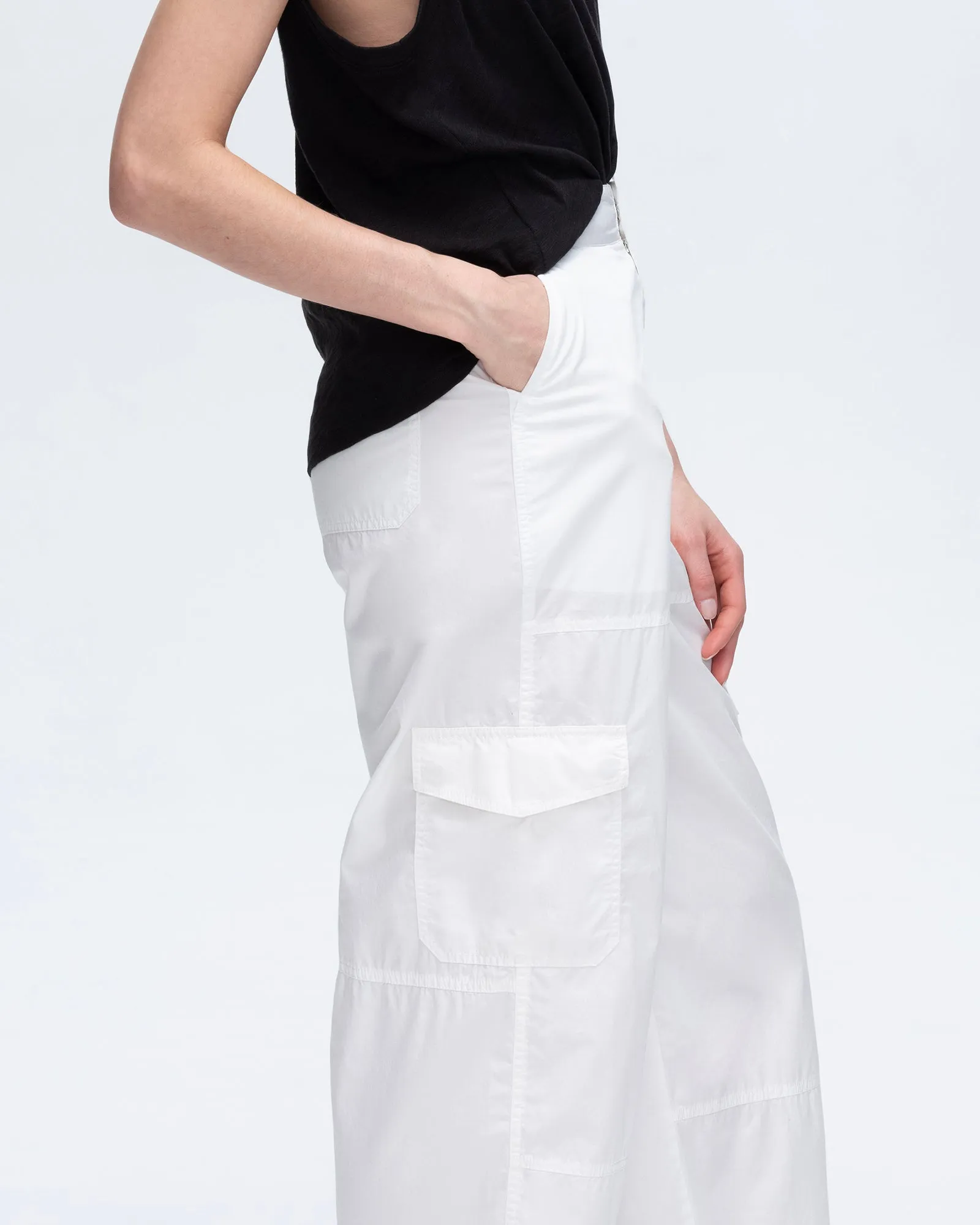 Cotton Poplin Cargo Pants - White