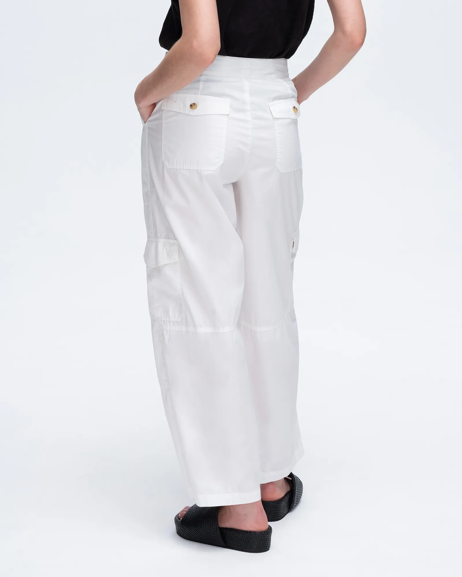 Cotton Poplin Cargo Pants - White