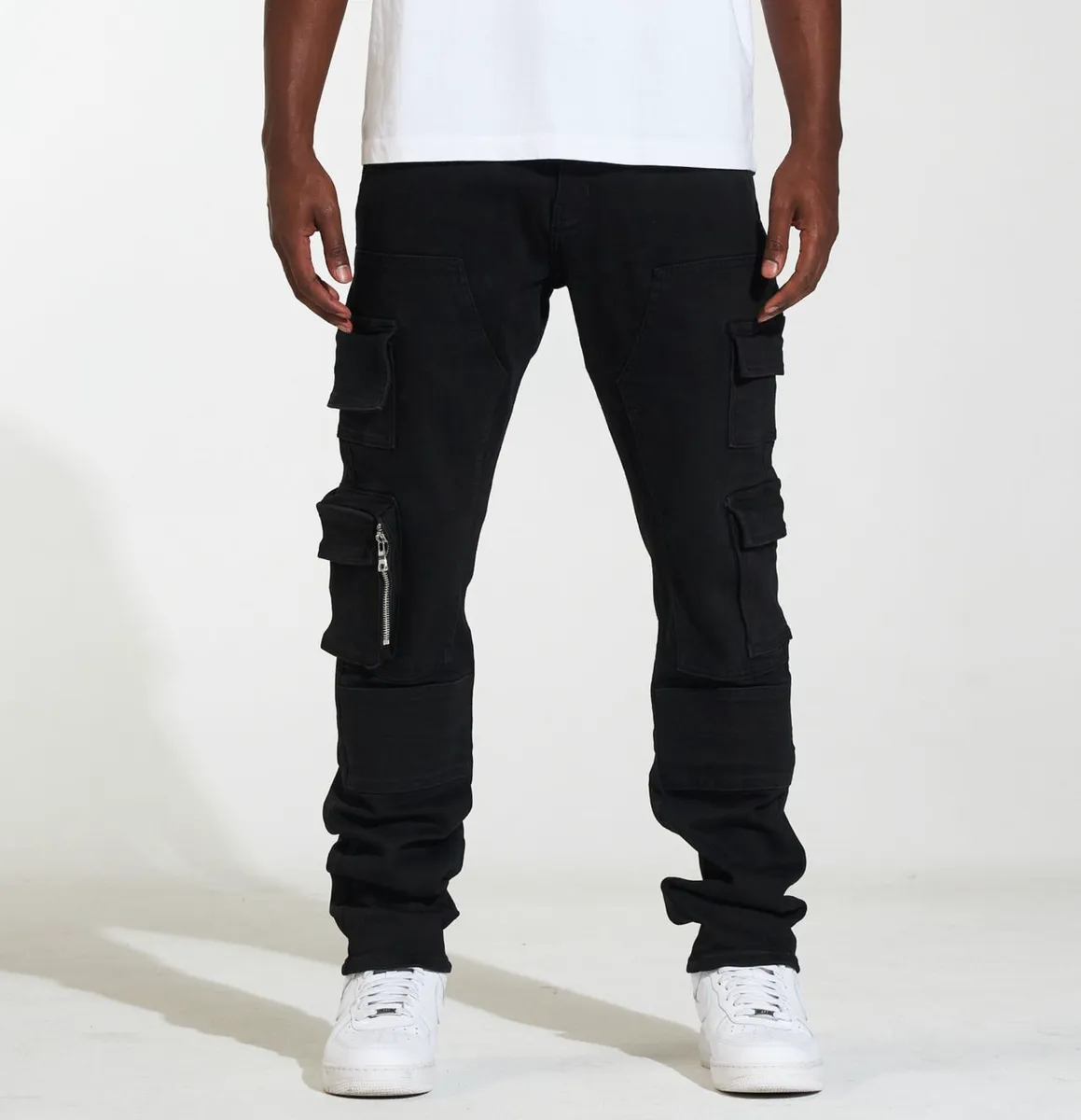 Crysp Denim Cargo Pants - Nelson - Black  - CRYSPR242-021