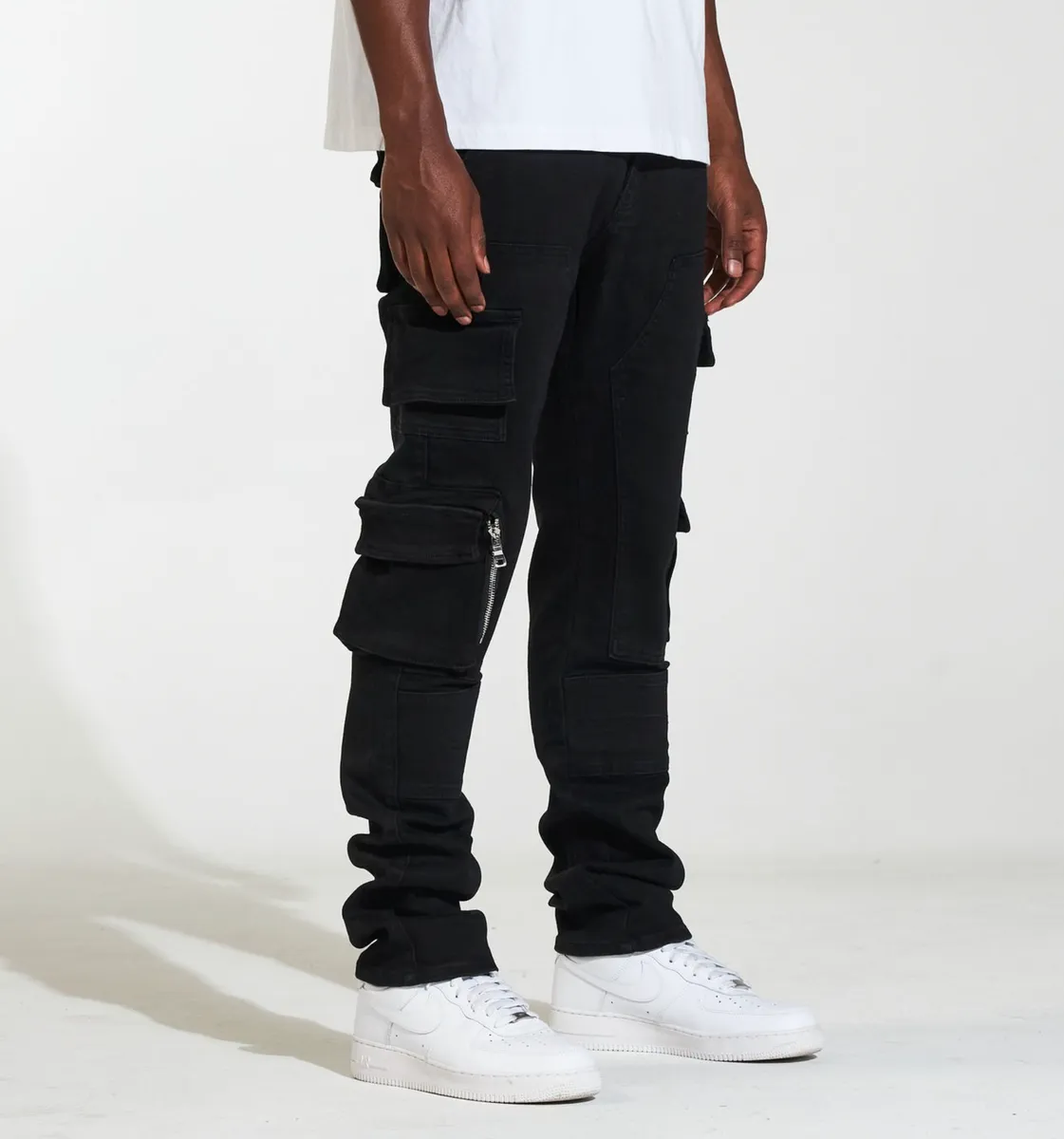 Crysp Denim Cargo Pants - Nelson - Black  - CRYSPR242-021