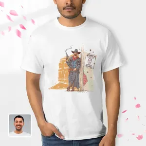 Custom Face T-shirt Men‘s Cowboy Shirts