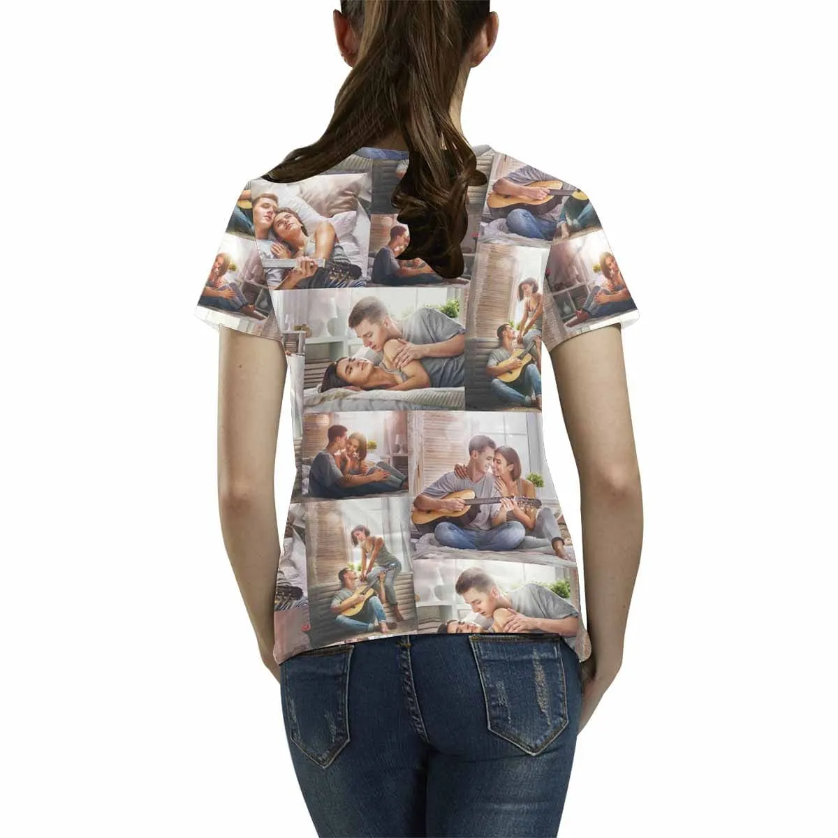 Custom Photo T-shirt Women's All Over Print T-shirt The Memories Tee For Female