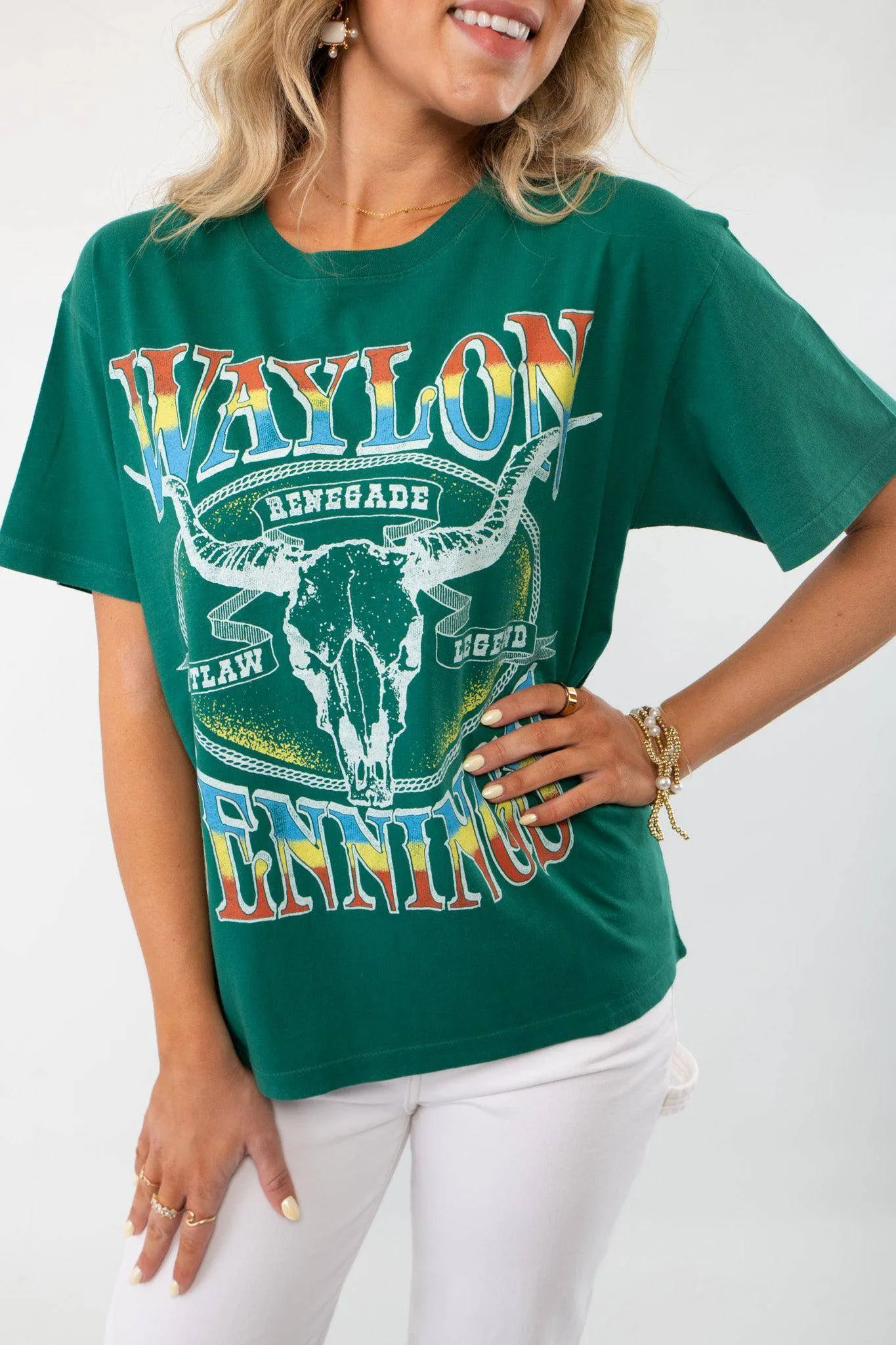 Daydreamer Green Waylon Jennings Outlaw Legend Graphic Tee