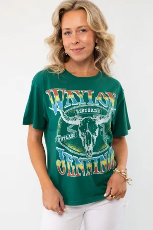 Daydreamer Green Waylon Jennings Outlaw Legend Graphic Tee