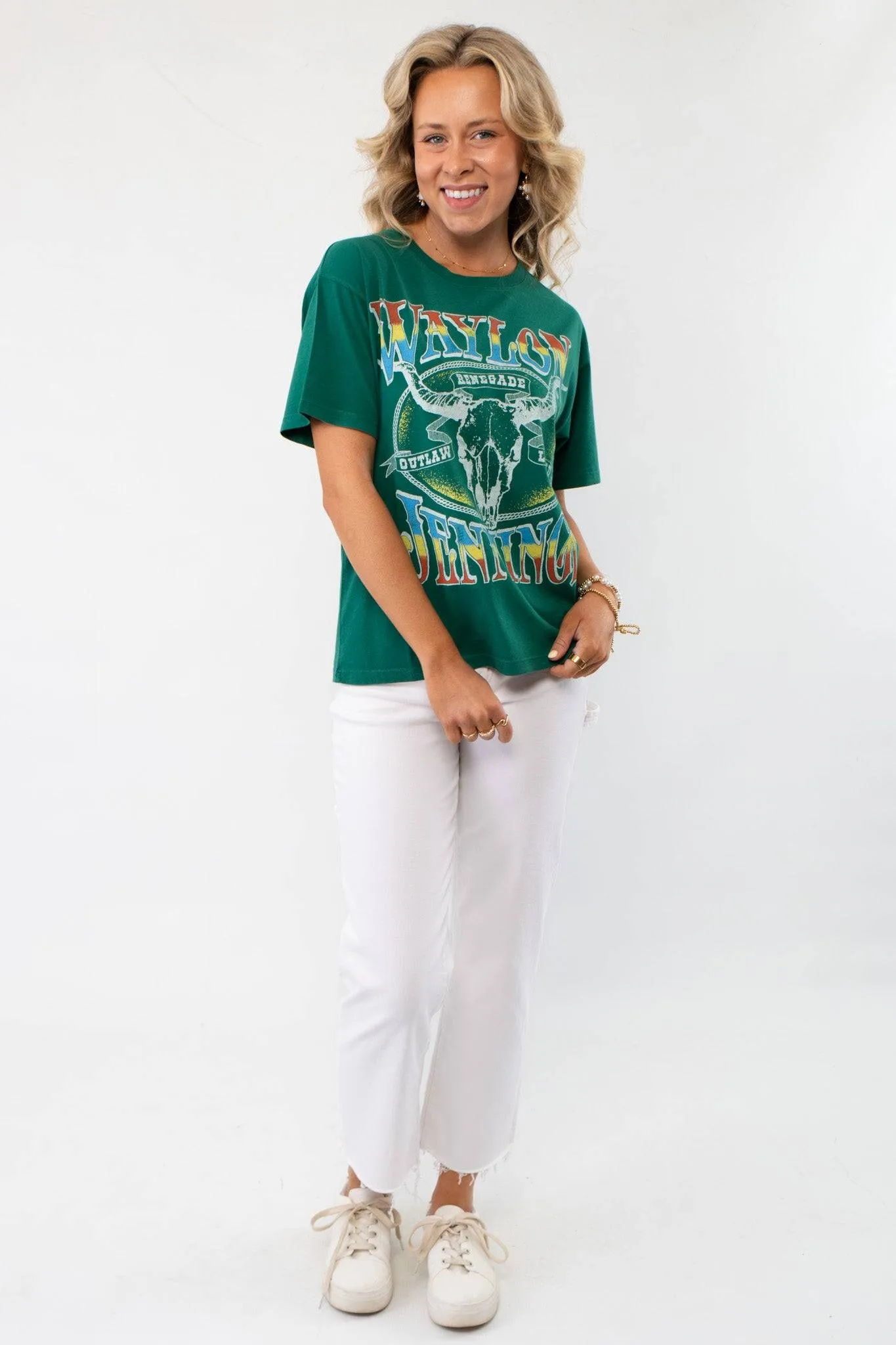 Daydreamer Green Waylon Jennings Outlaw Legend Graphic Tee