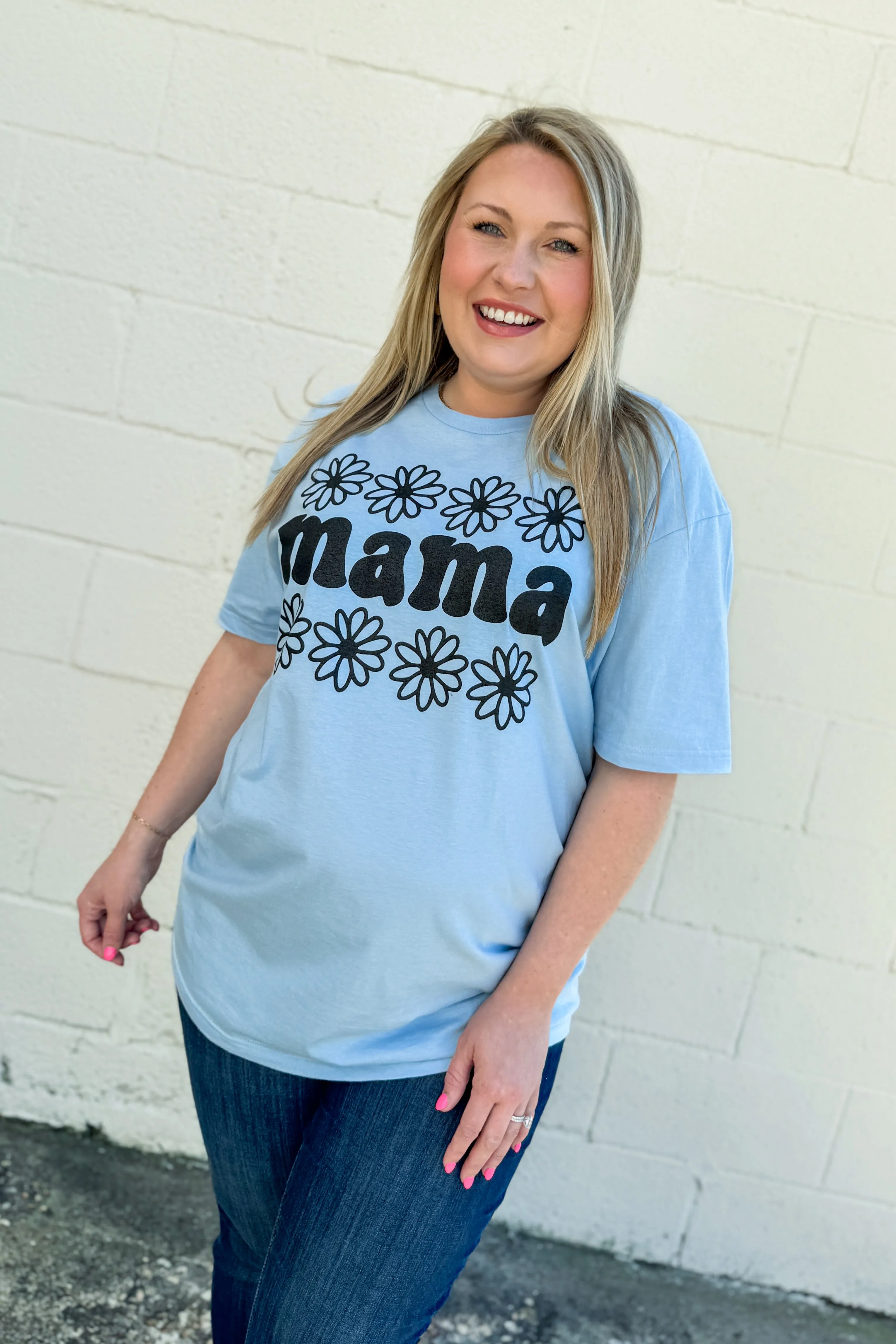 DEAL | Mama Daisy Graphic Tee, Light Blue