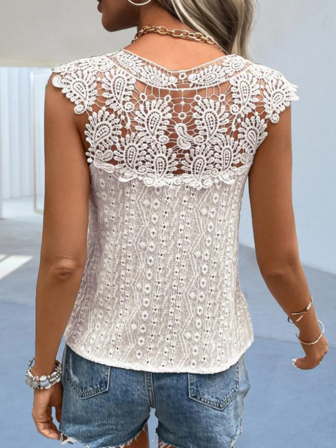 Delicate Delight Paisley Lace Eyelet Blouse