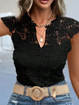 Delicate Delight Paisley Lace Eyelet Blouse