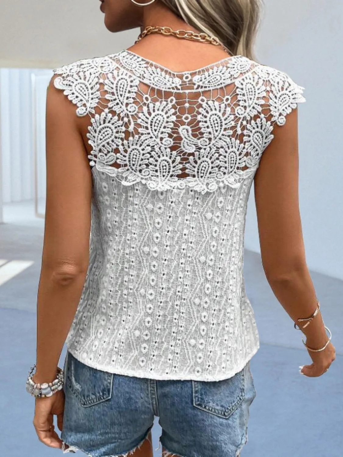 Delicate Delight Paisley Lace Eyelet Blouse