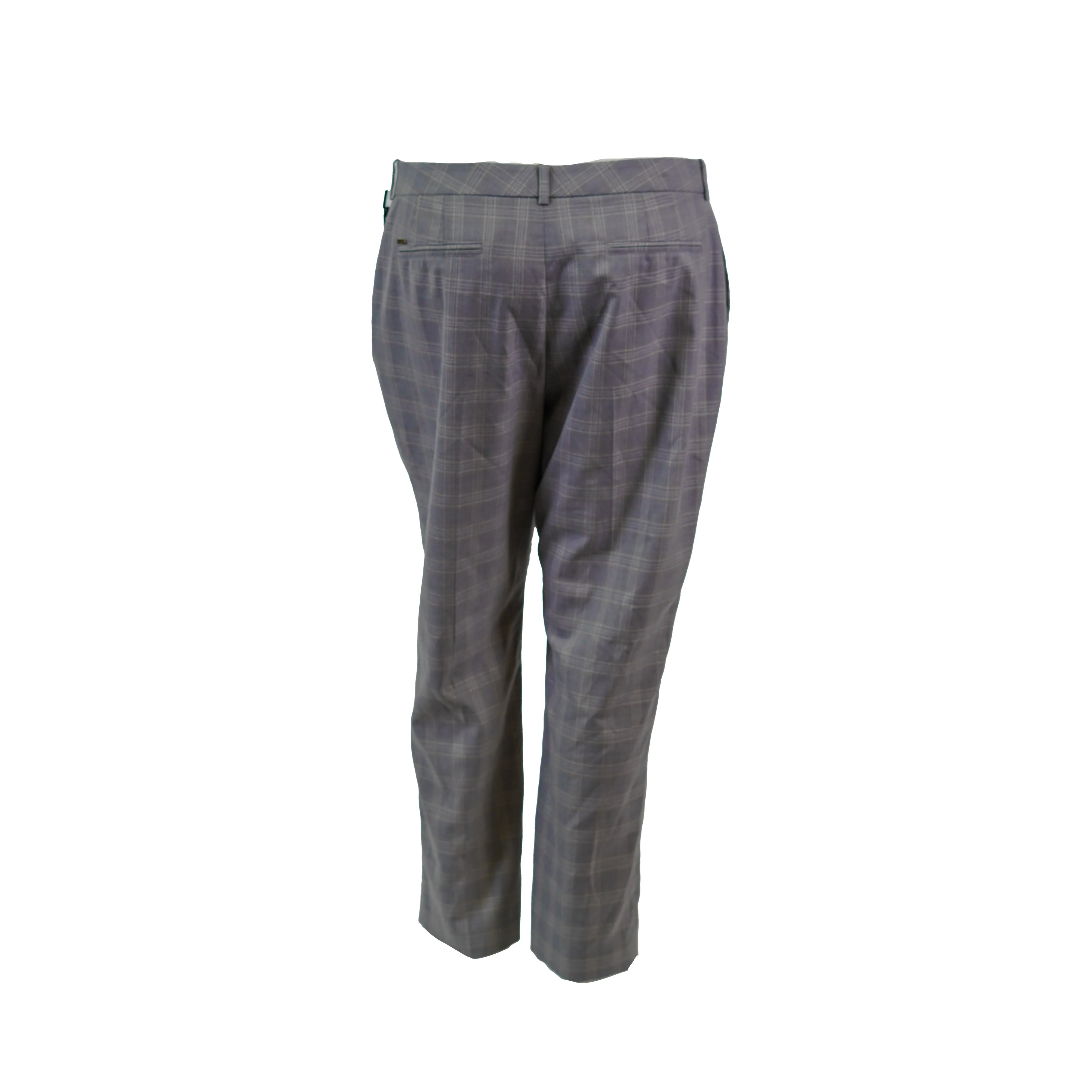 DKNY Women's Flat Front Plaid Ankle Dress Pants Gray Size 14
