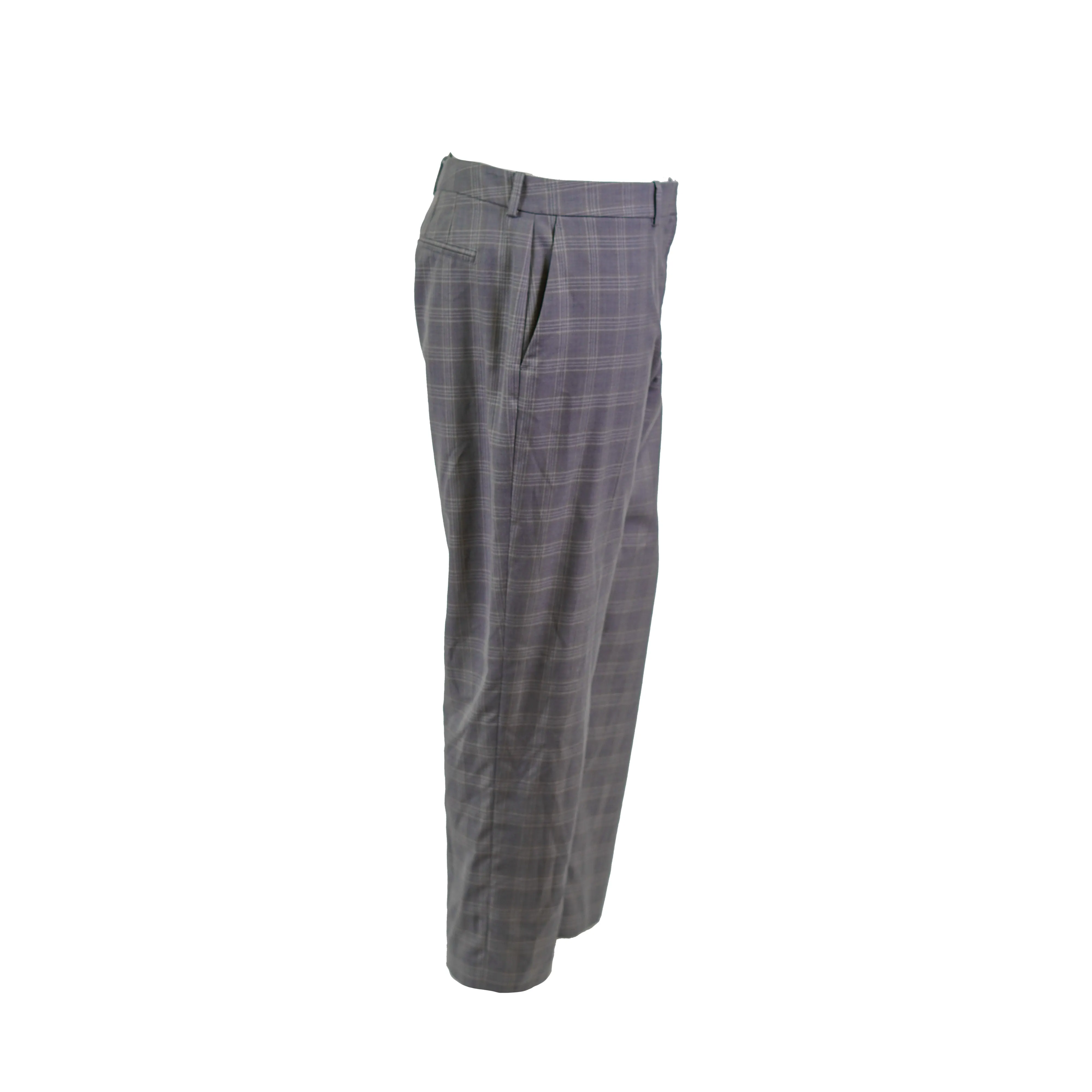 DKNY Women's Flat Front Plaid Ankle Dress Pants Gray Size 14