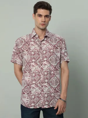 Effortless Sophistication: Men's Red Rayon Shirt