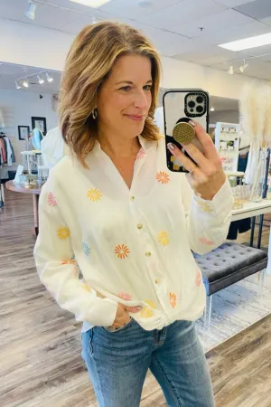 Embroidered Flower Blouse