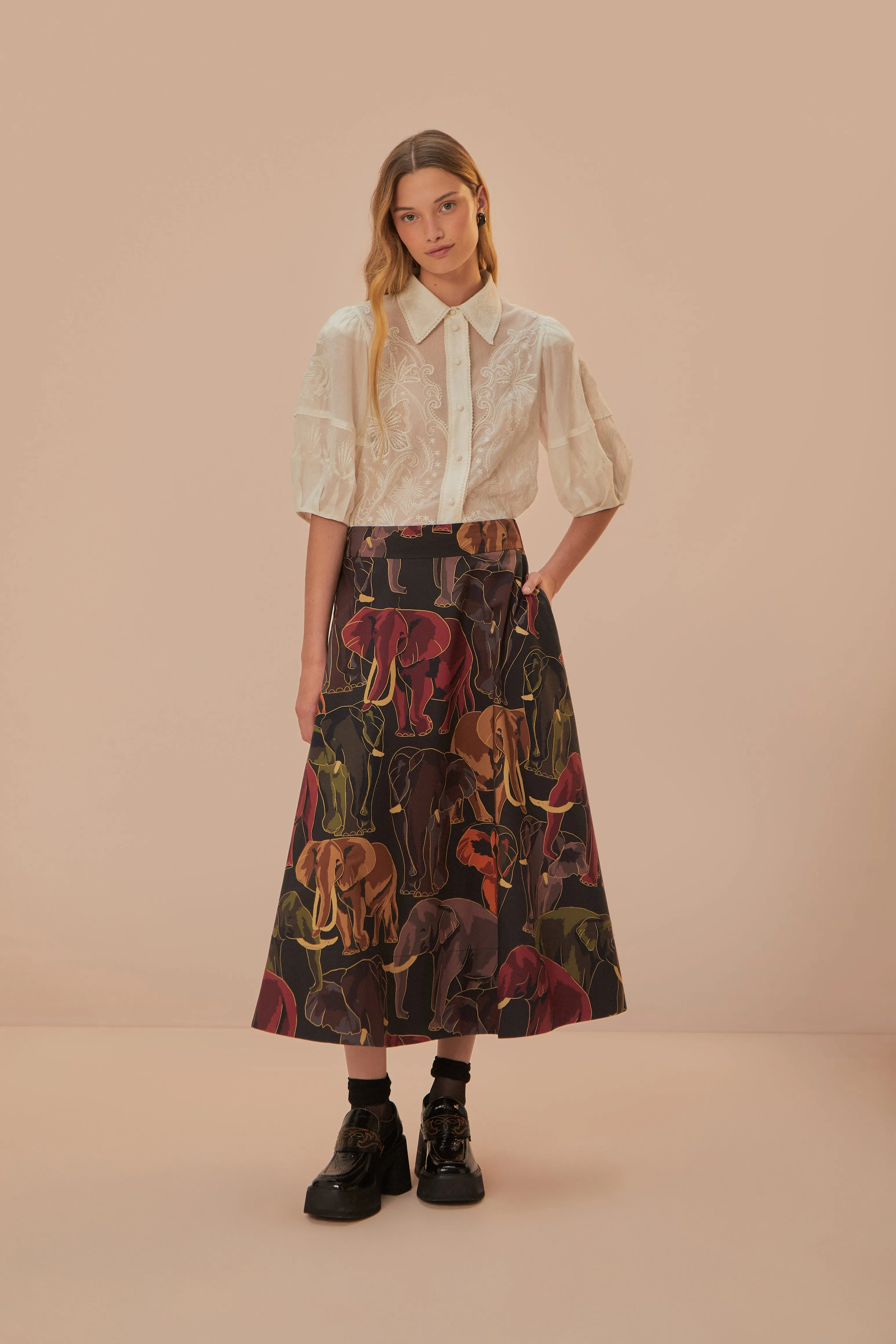 Embroidered White Short Sleeve Blouse