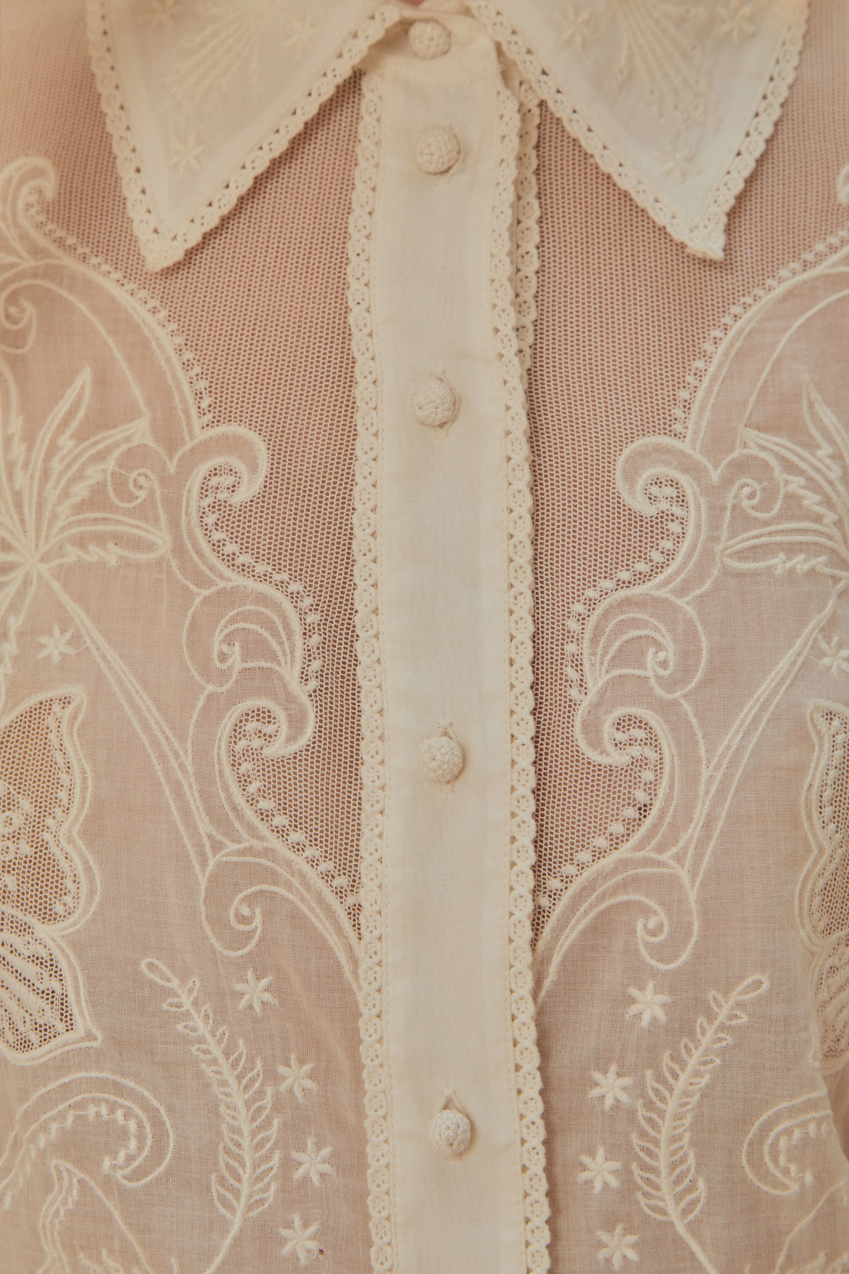 Embroidered White Short Sleeve Blouse