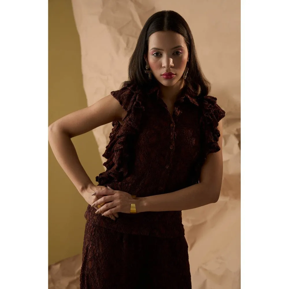 Enness Studio Dawn Brown Embroidered Shirt