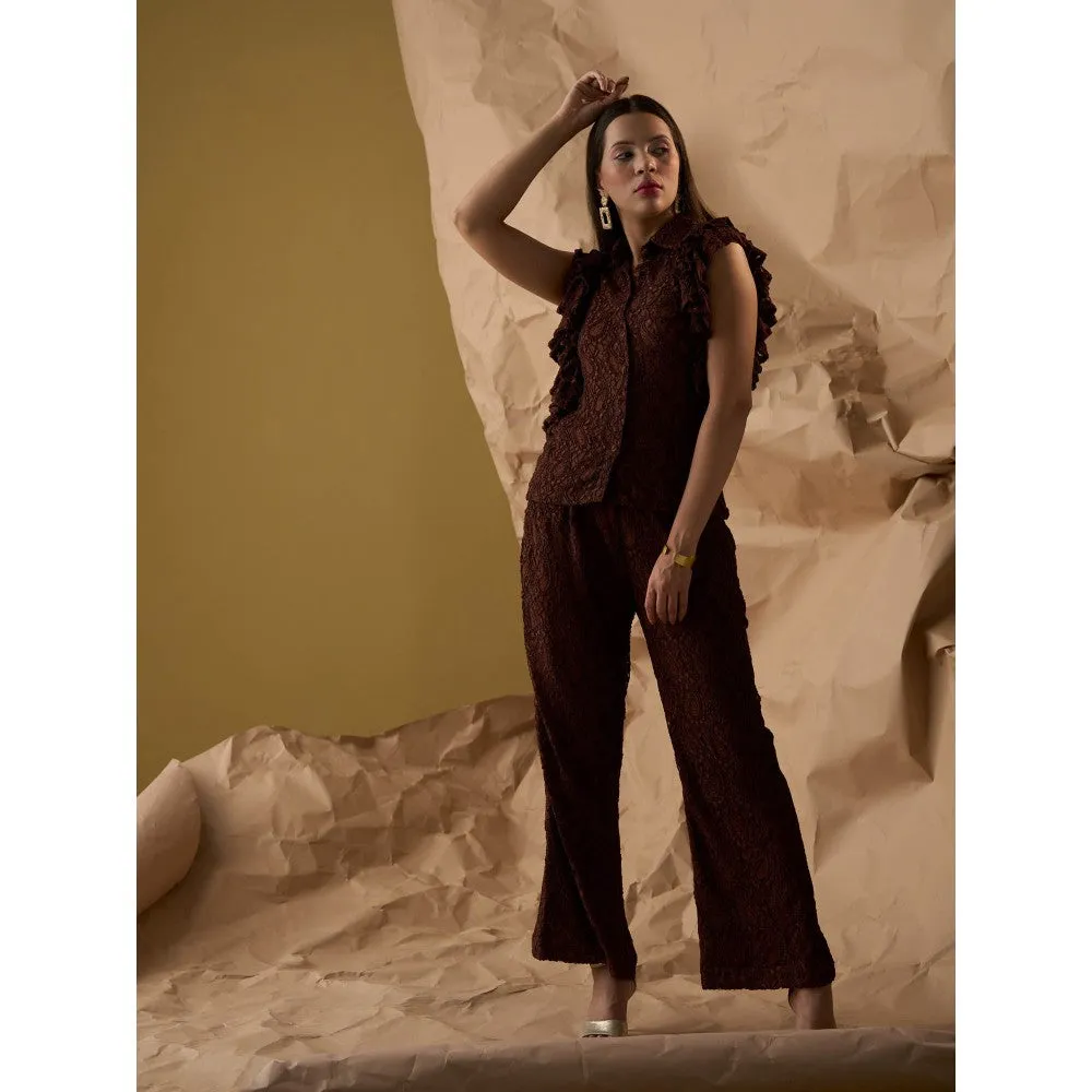Enness Studio Dawn Brown Embroidered Shirt