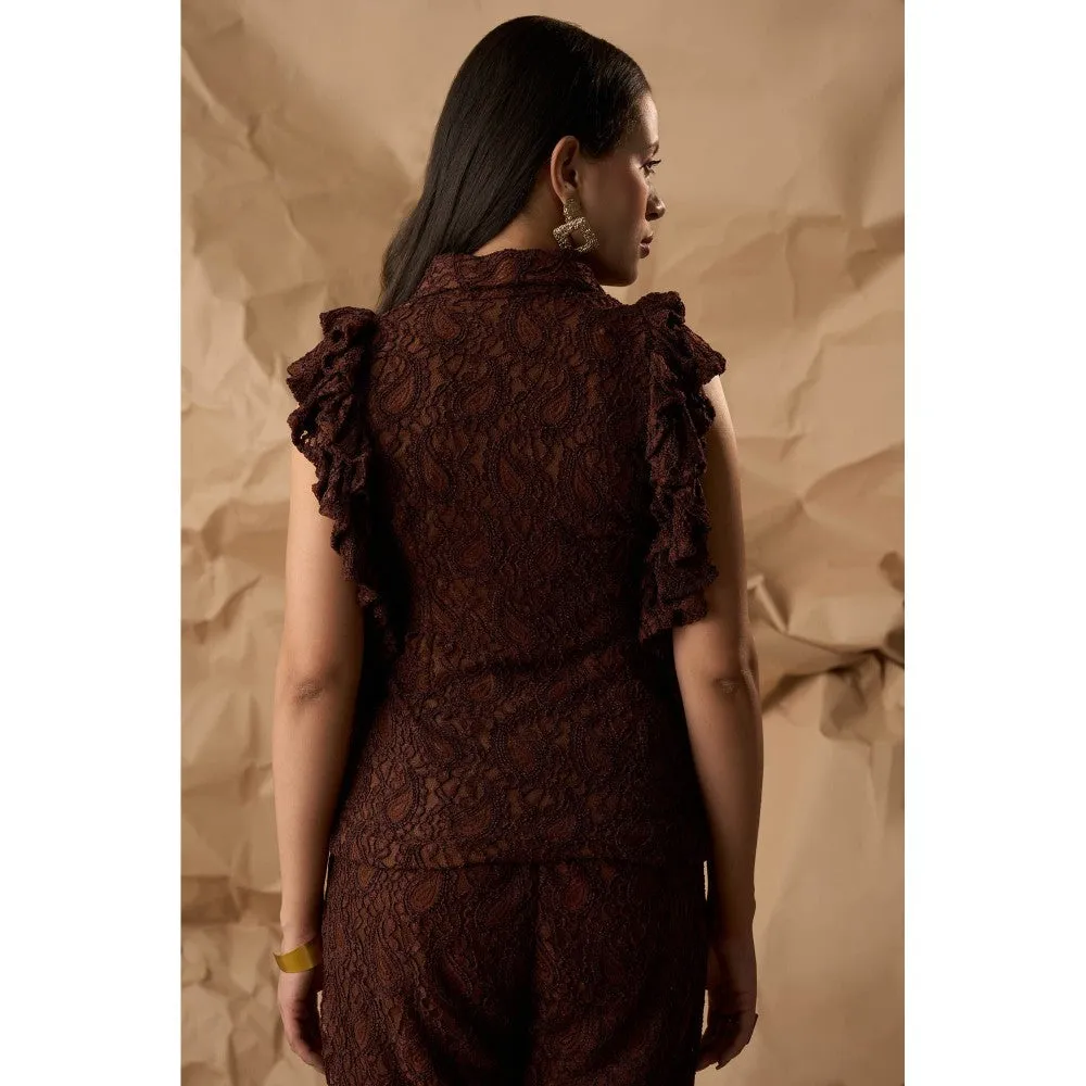 Enness Studio Dawn Brown Embroidered Shirt