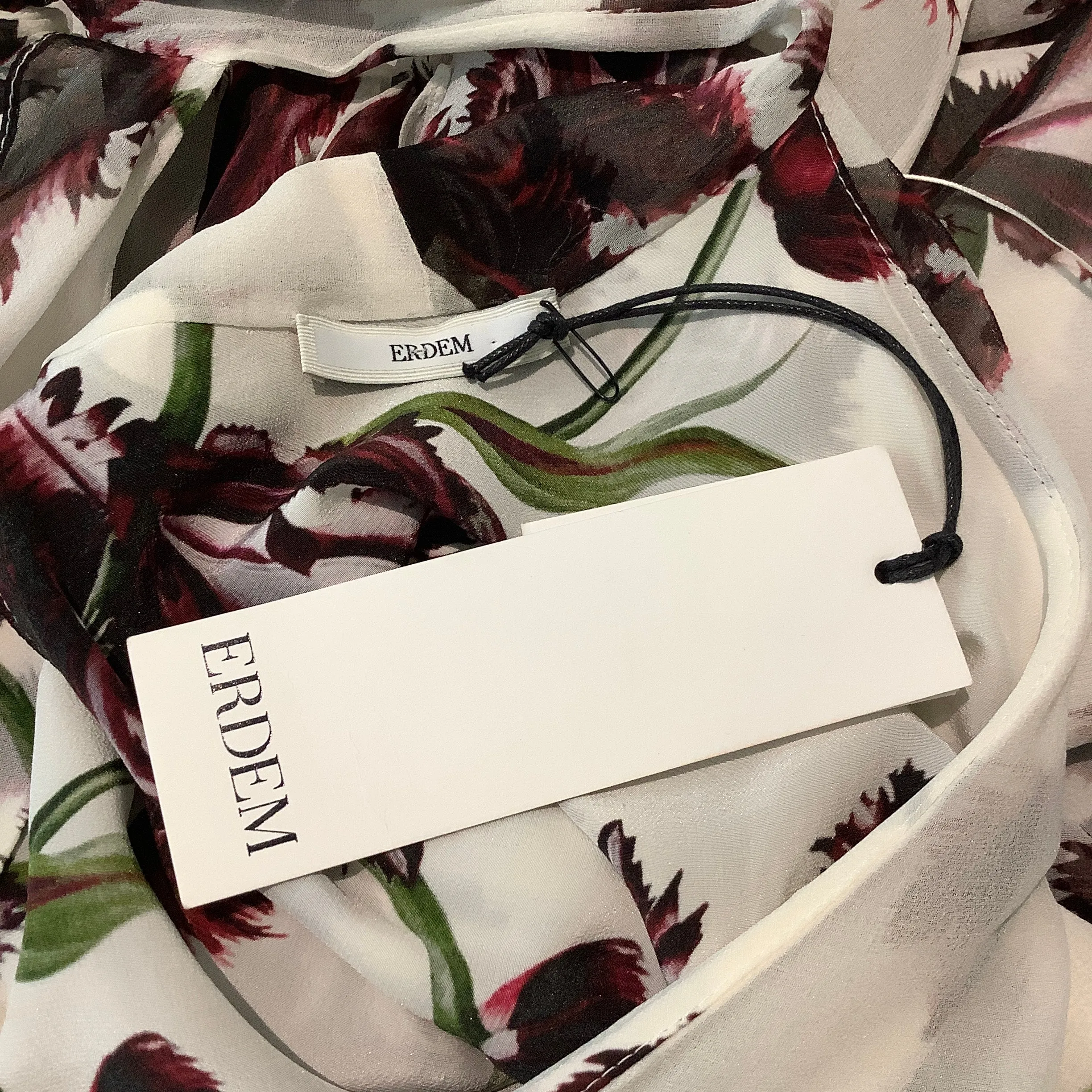 ERDEM White Cold Shoulder Floral Print Blouse