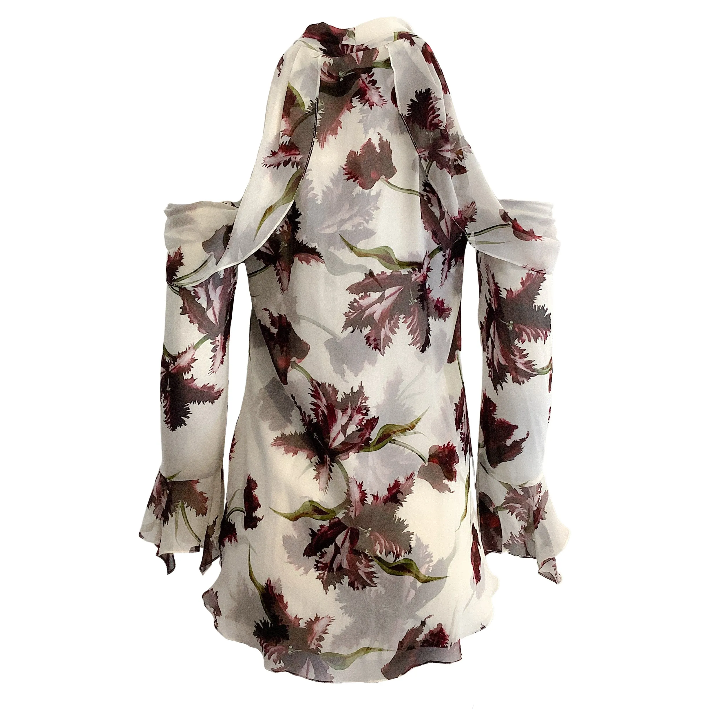 ERDEM White Cold Shoulder Floral Print Blouse