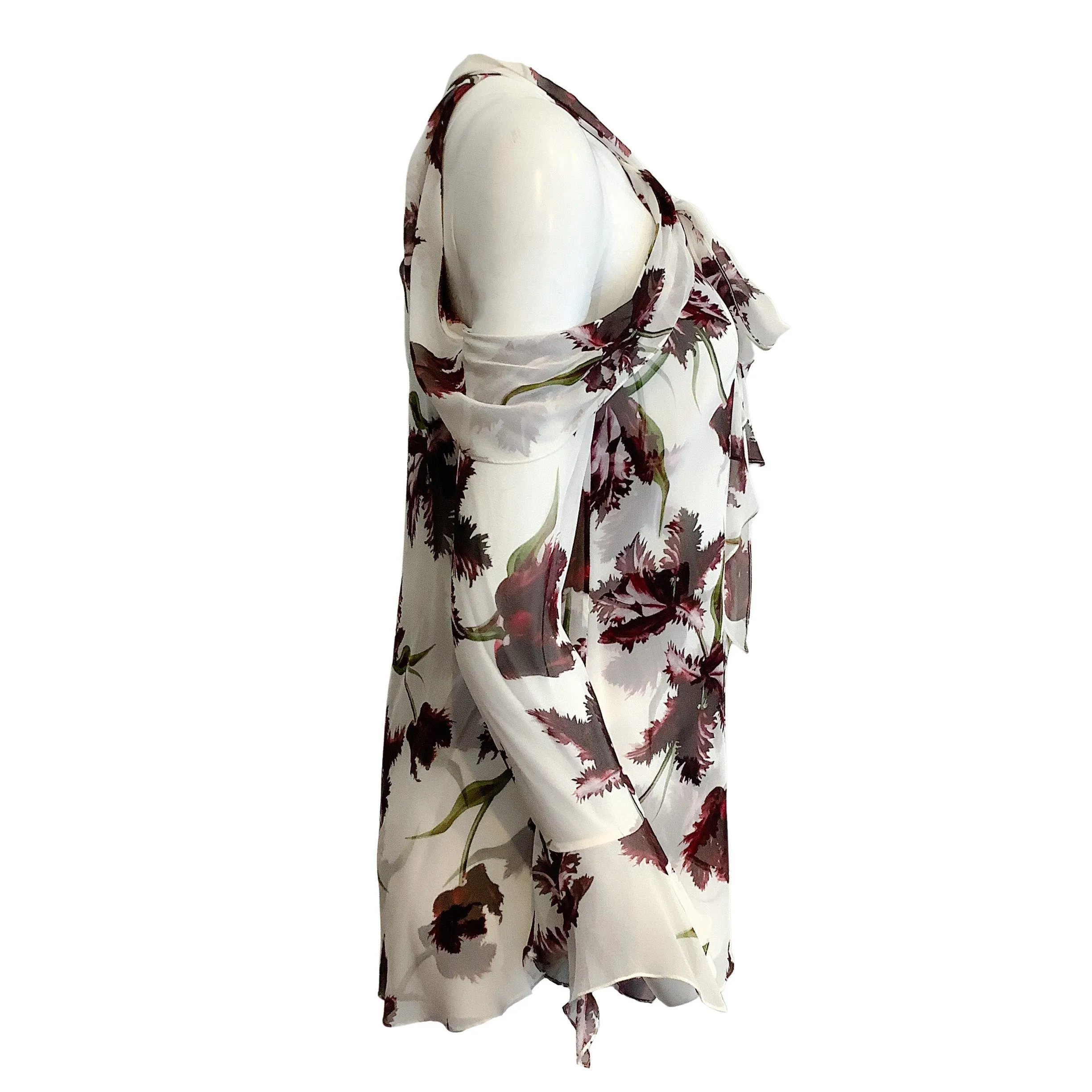 ERDEM White Cold Shoulder Floral Print Blouse