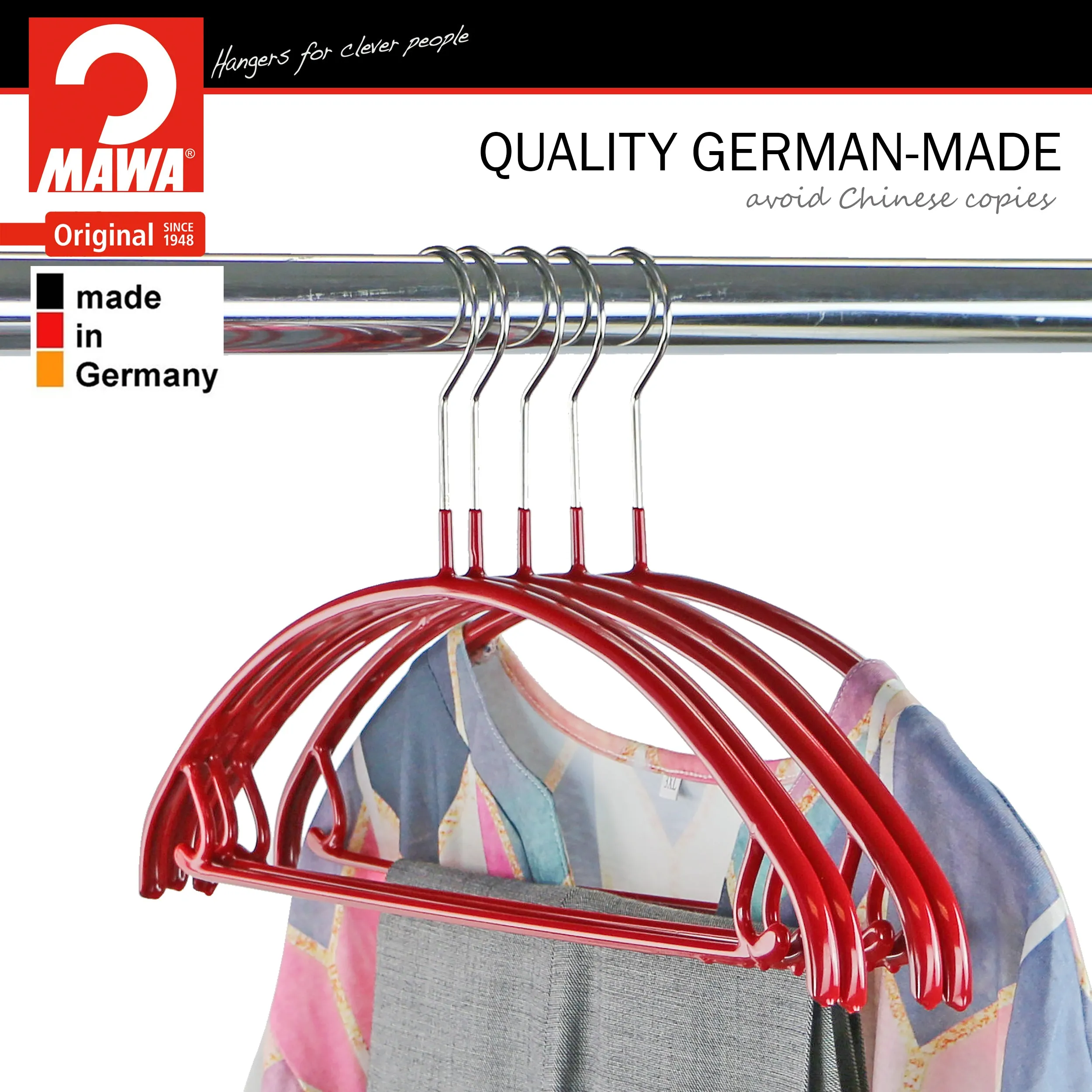 Euro Shirt, Sweater Hanger with Skirt Hooks, 42U, Red