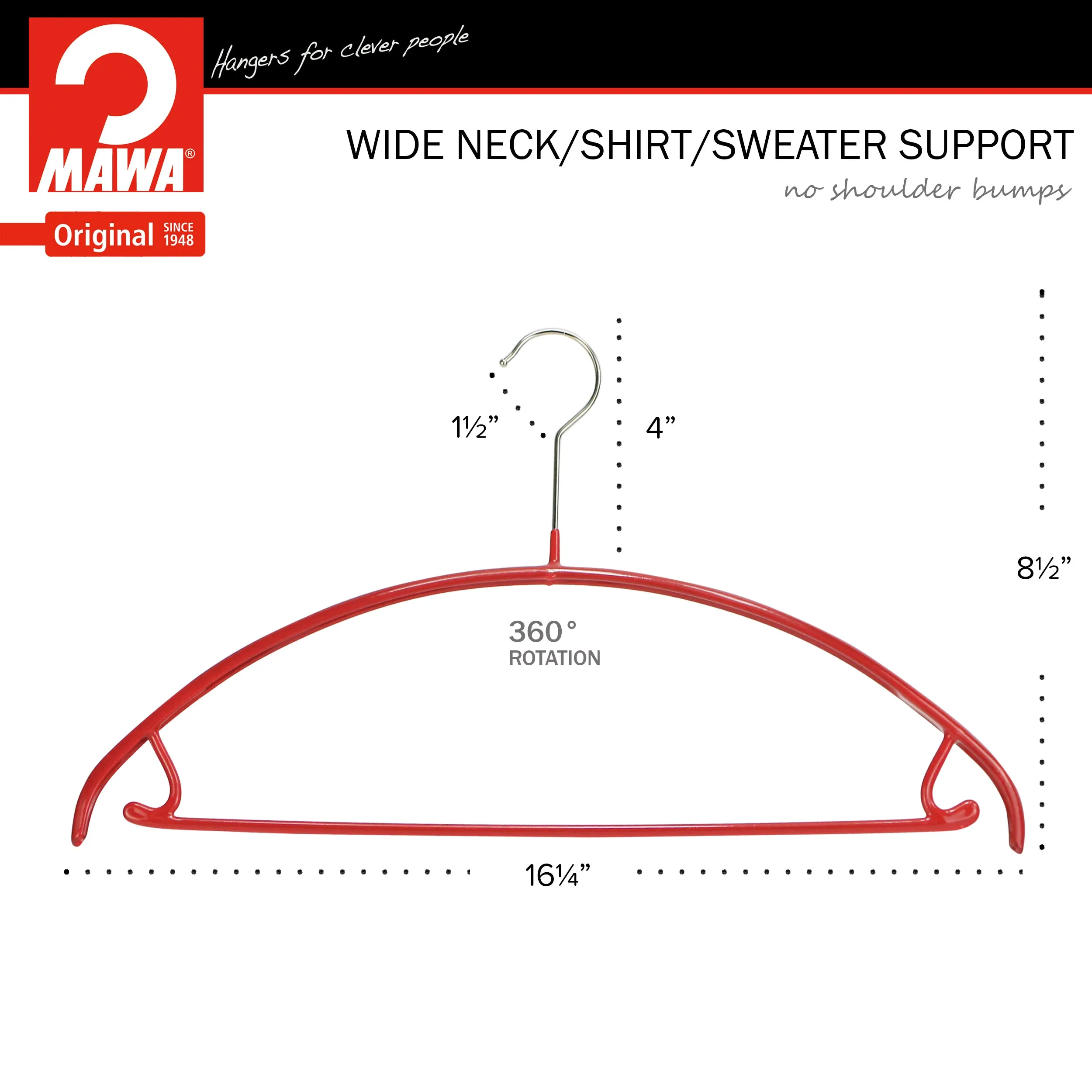 Euro Shirt, Sweater Hanger with Skirt Hooks, 42U, Red