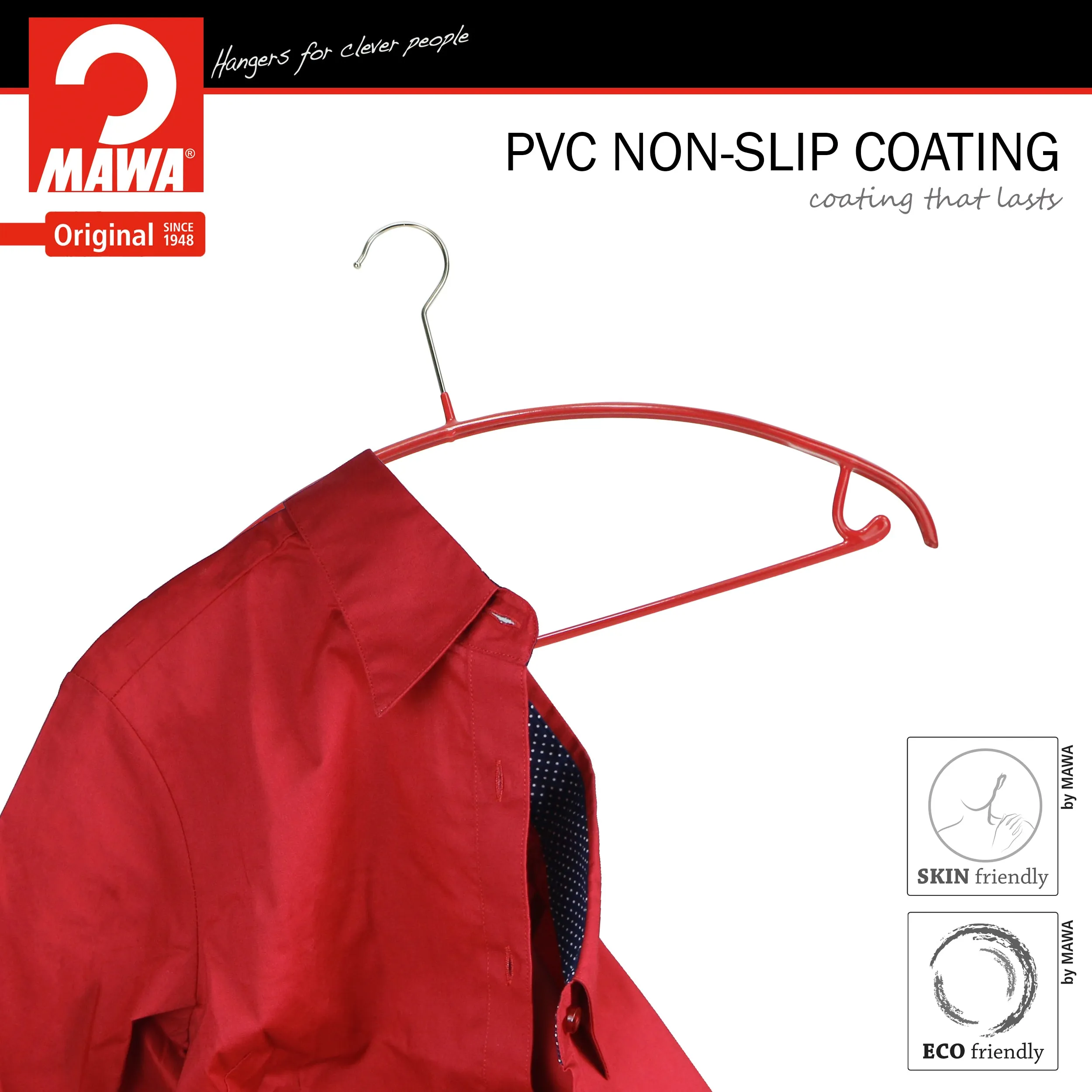 Euro Shirt, Sweater Hanger with Skirt Hooks, 42U, Red