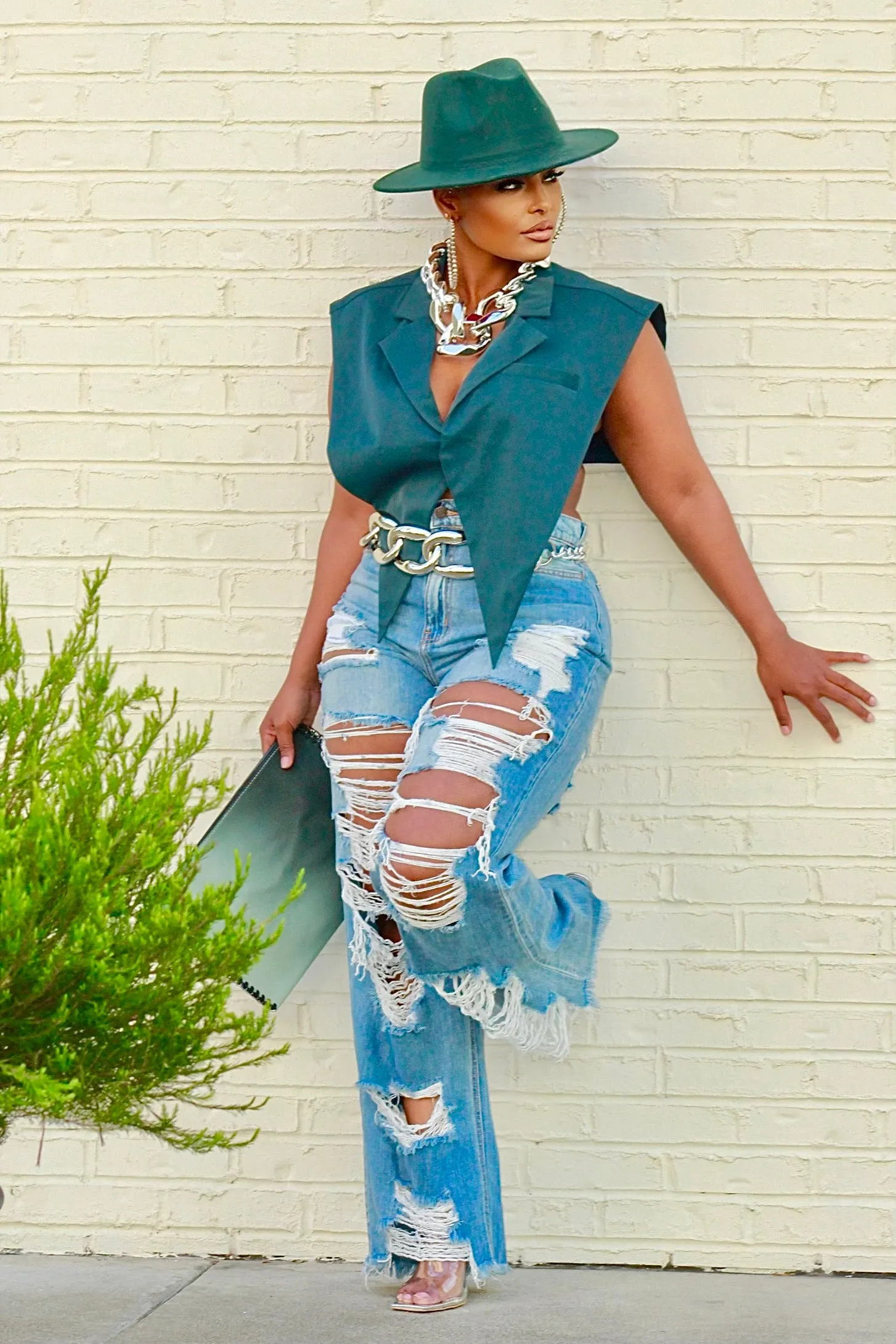 Extra Distressed Wide Leg Jeans