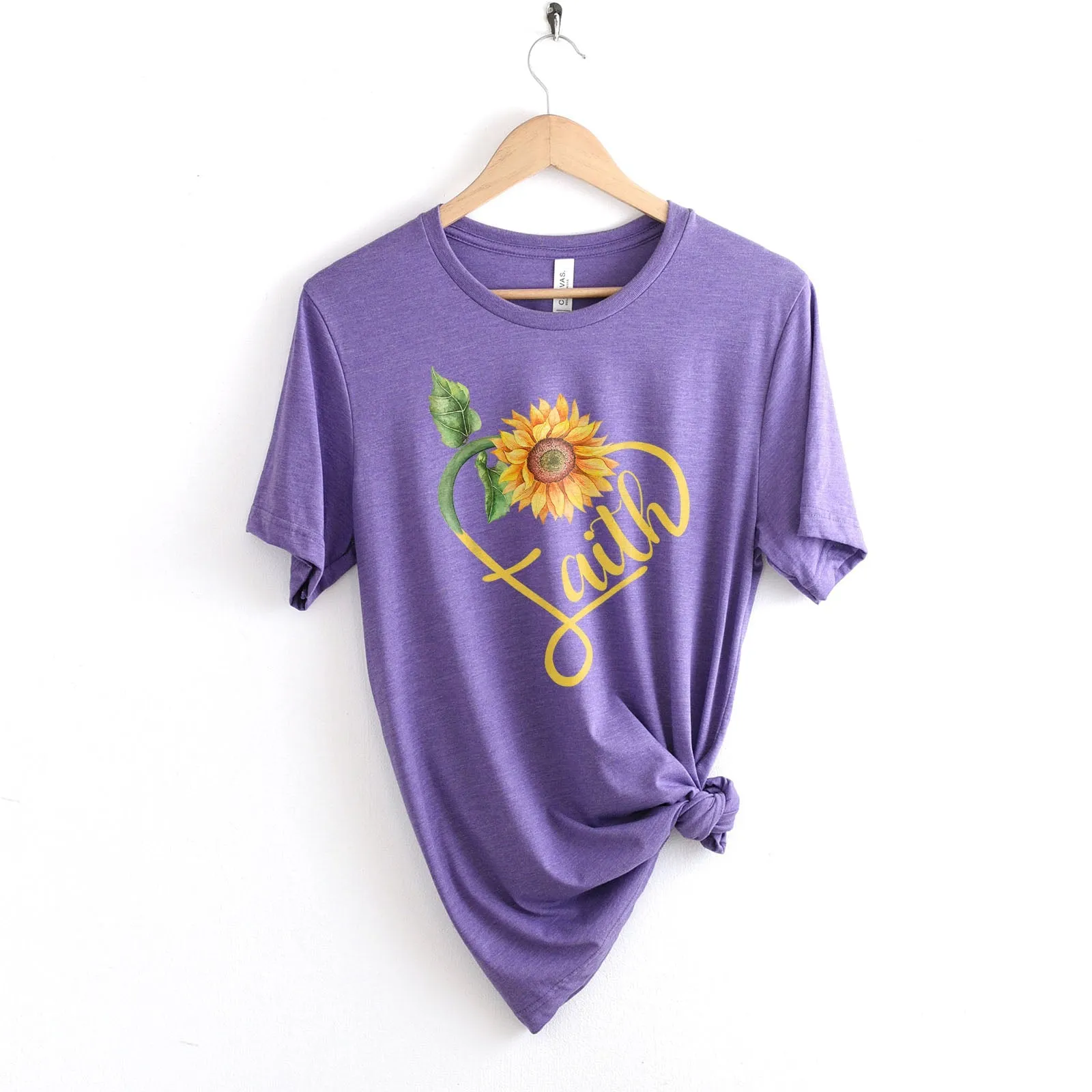 Faith Sunflower Tee Shirts For Women - Christian Shirts for Women - Religious Tee Shirts