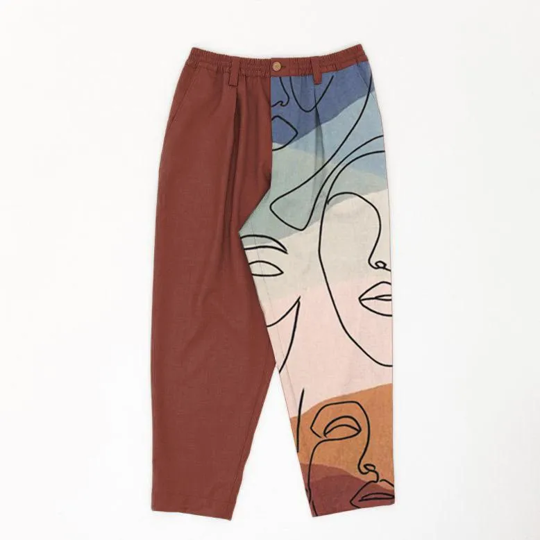 Fashion contrast color trend loose-footed street trousers